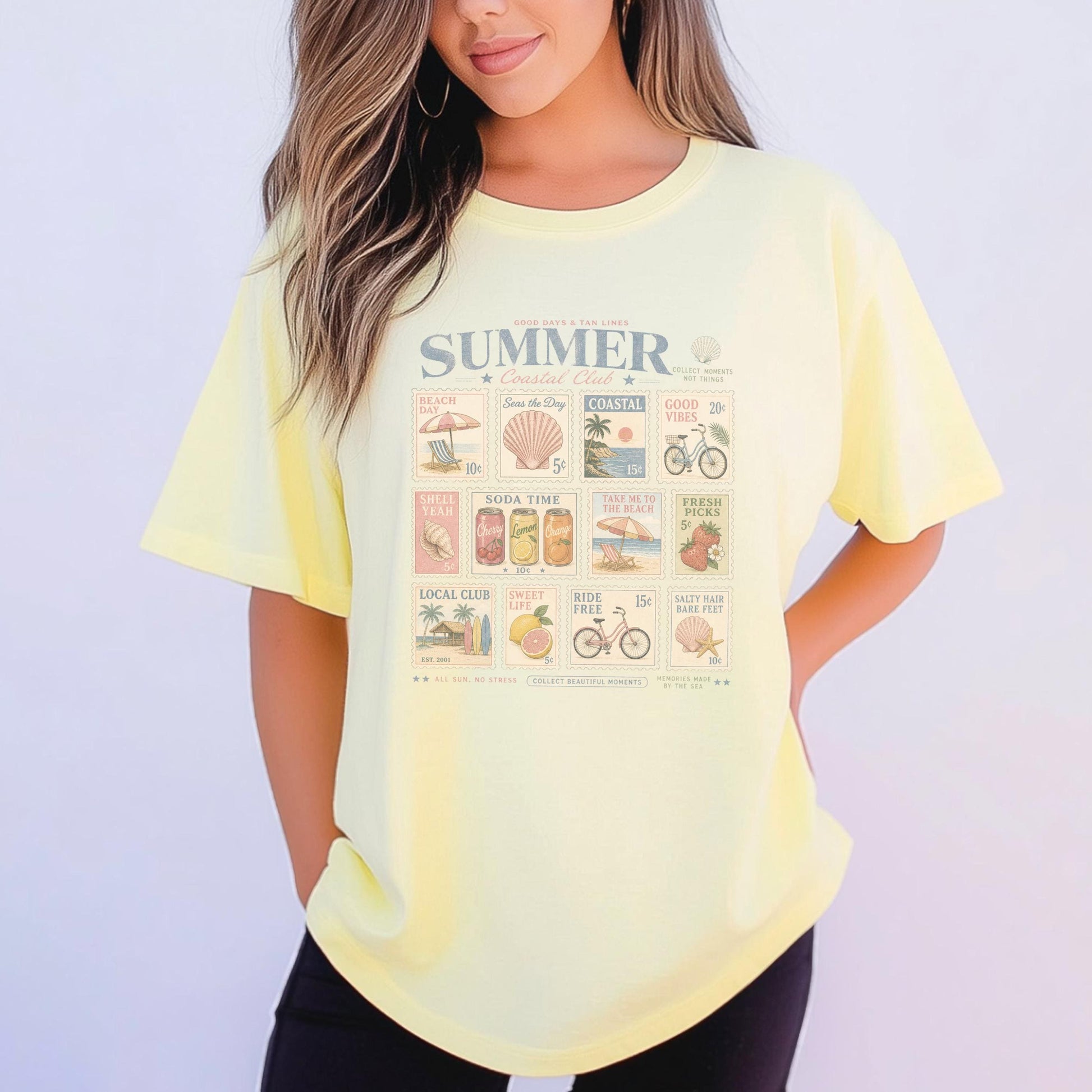 Vintage Summer Graphic Tee, Coastal Club Retro T-shirt, Beach Day Custom Unisex Shirt, Perfect for Seaside Lovers