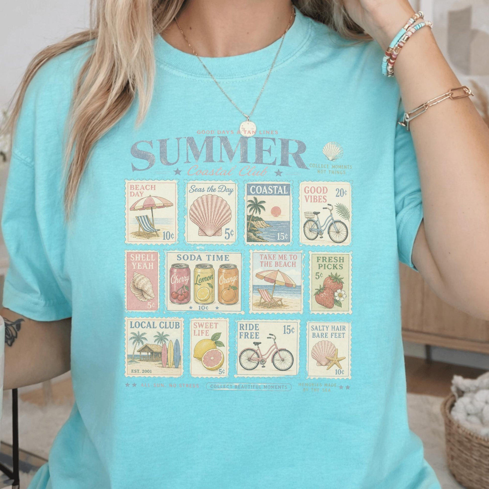 Vintage Summer Graphic Tee, Coastal Club Retro T-shirt, Beach Day Custom Unisex Shirt, Perfect for Seaside Lovers