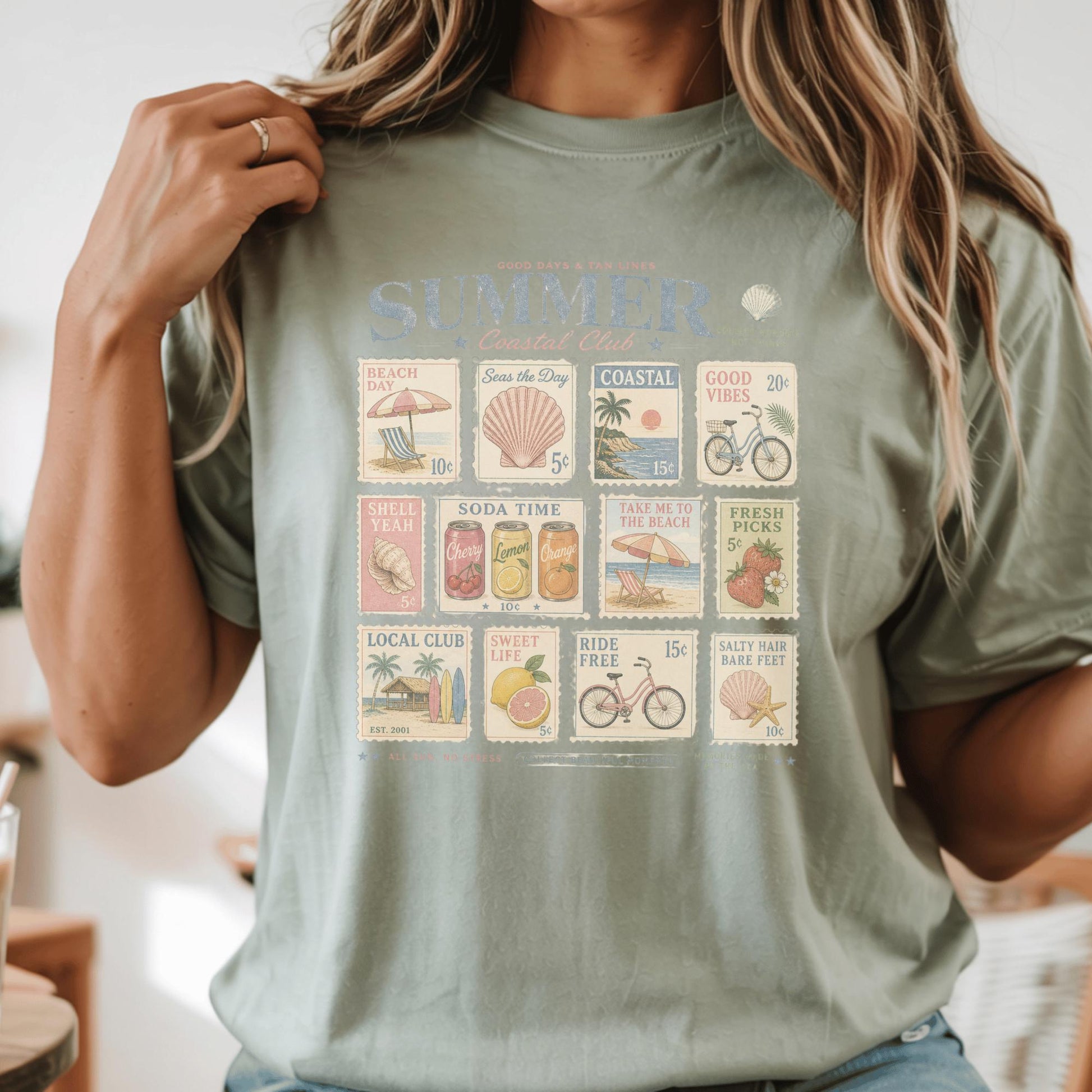 Vintage Summer Graphic Tee, Coastal Club Retro T-shirt, Beach Day Custom Unisex Shirt, Perfect for Seaside Lovers