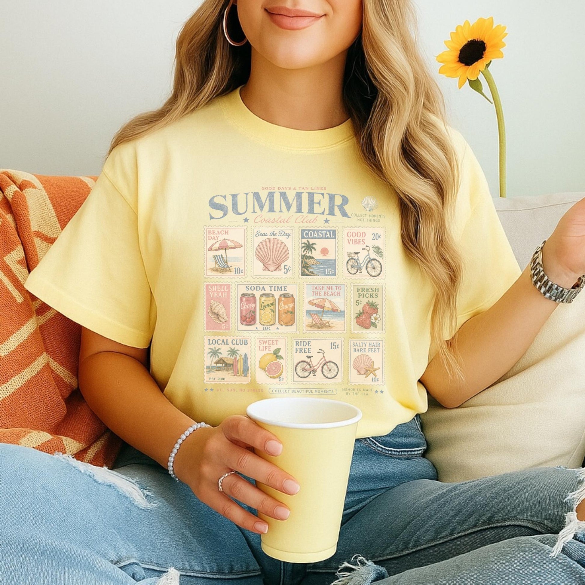 Vintage Summer Graphic Tee, Coastal Club Retro T-shirt, Beach Day Custom Unisex Shirt, Perfect for Seaside Lovers