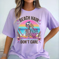 Beach Hair Don't Care T-Shirt, Grunge Skeleton Design, Rainbow Colors, Summer Beach Vibes, Unique Festival Shirt, Graphic Tee