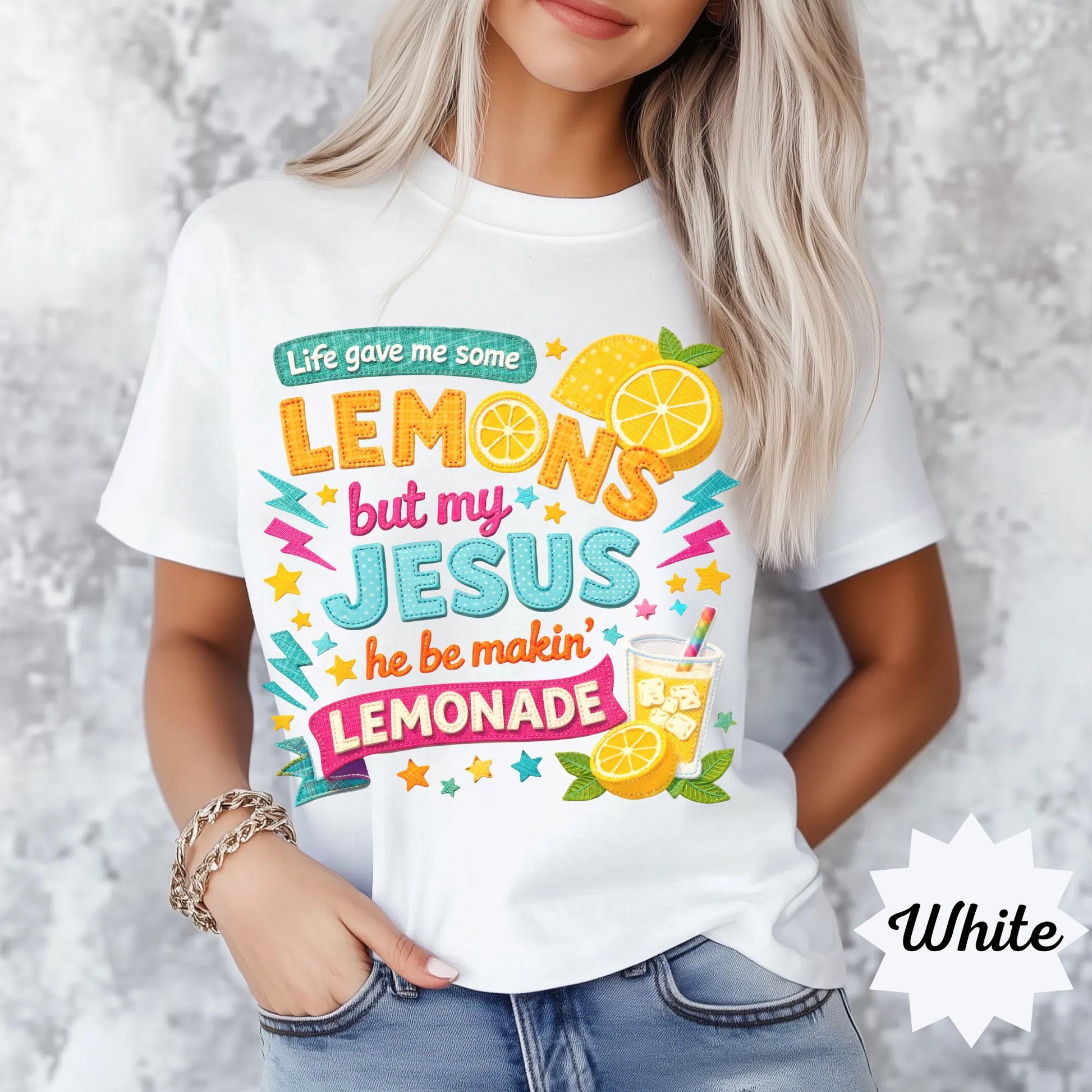 Comfort Colors Jesus T Shirt Funny Lemonade Christian Shirt: Life Gave Me Lemons But My Jesus Makes Lemonade T-Shirts, Religious Christianit