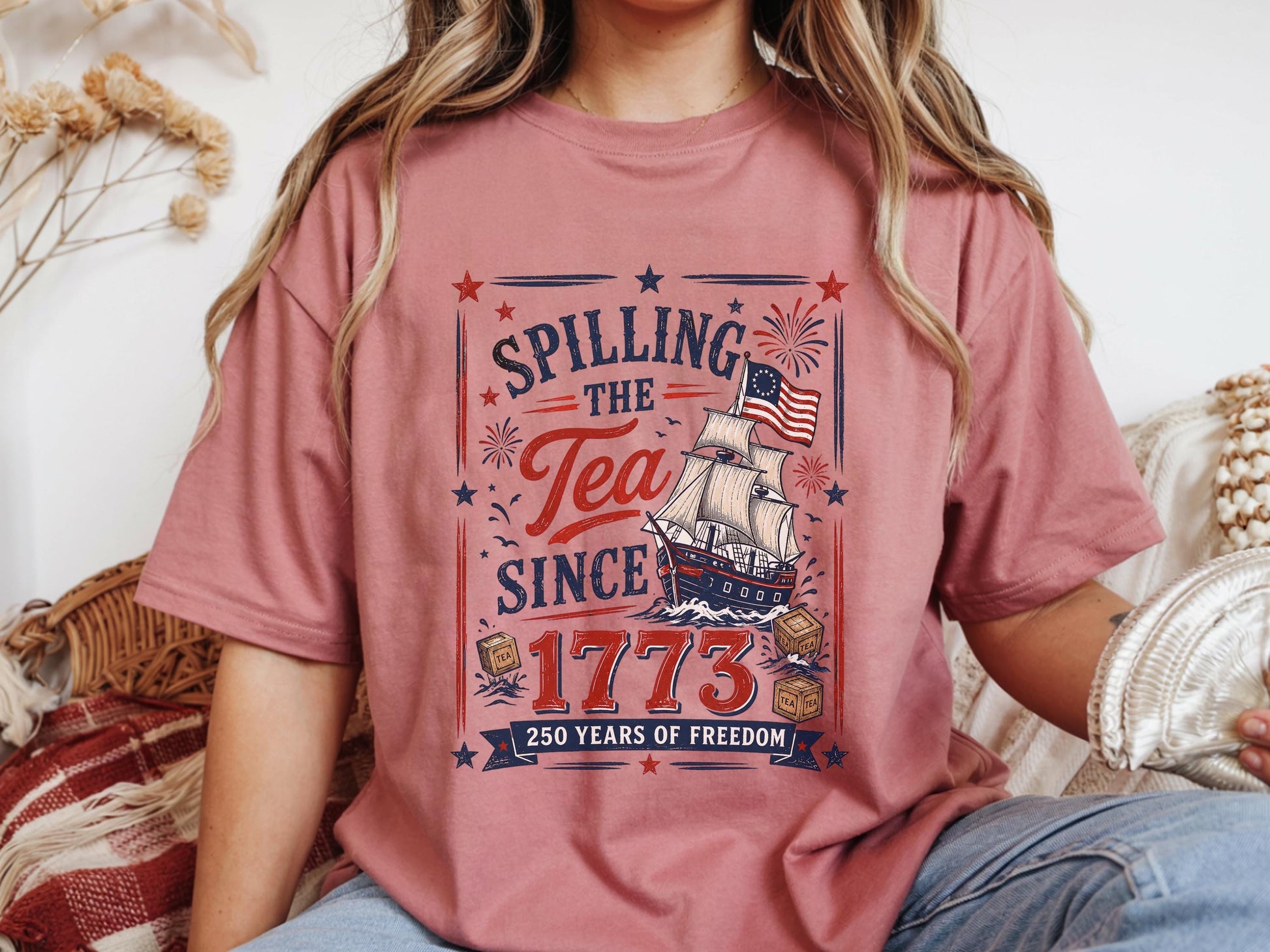 Patriotic T-Shirt, American History Tee, 1773 Spilling the Tea Shirt, Freedom Celebration Shirt, Graphic Tee for History Buffs