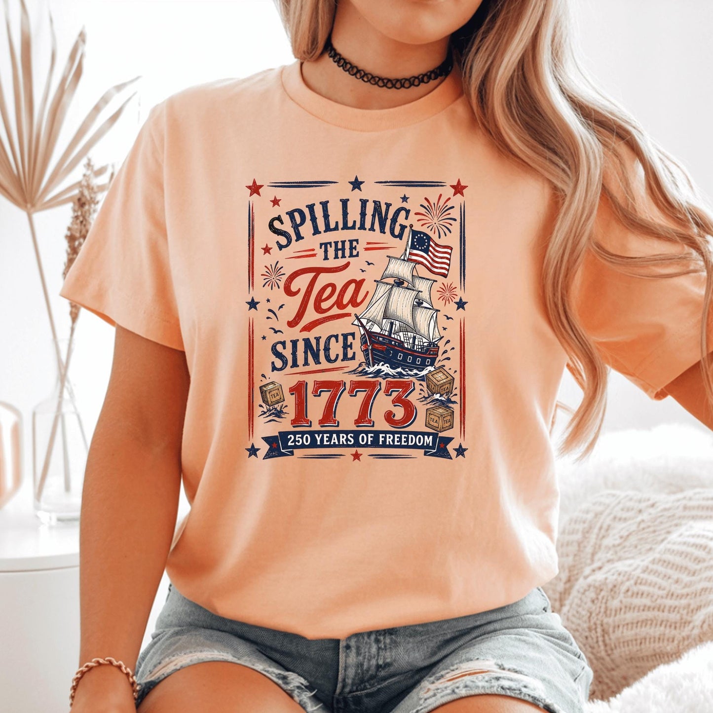 Patriotic T-Shirt, American History Tee, 1773 Spilling the Tea Shirt, Freedom Celebration Shirt, Graphic Tee for History Buffs