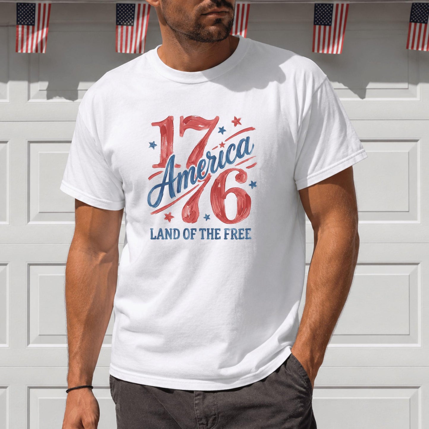 America 1776 T-Shirt, Patriotic Custom Tee, Vintage Style Graphic, Land of the Free Apparel, USA Celebration Shirt, July 4th Gift