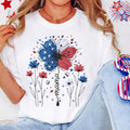 Patriotic Floral Tee, Embroidered Mama Design, USA Flag Colors, Custom Comfort Colors Shirt, Gift for Moms, Soft Cotton T-shirt