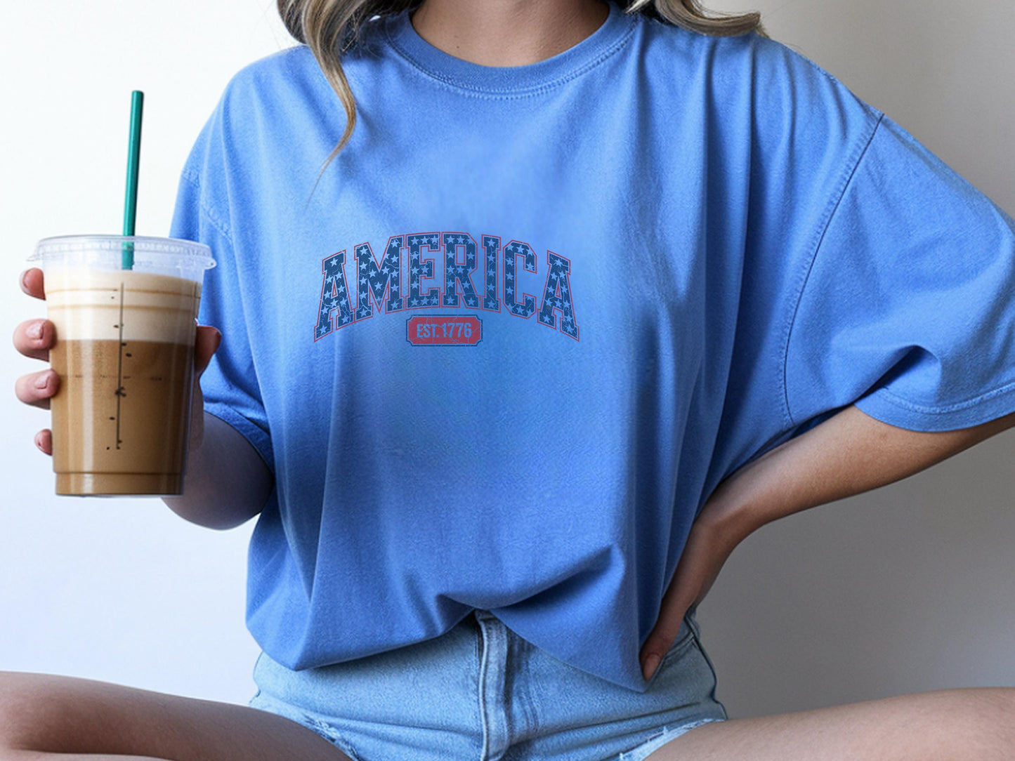 America EST. 1776 T-Shirt, Patriotic Graphic Tee, USA Independence Day Shirt, Vintage Style Gift, American Themed Apparel, Star Print Top