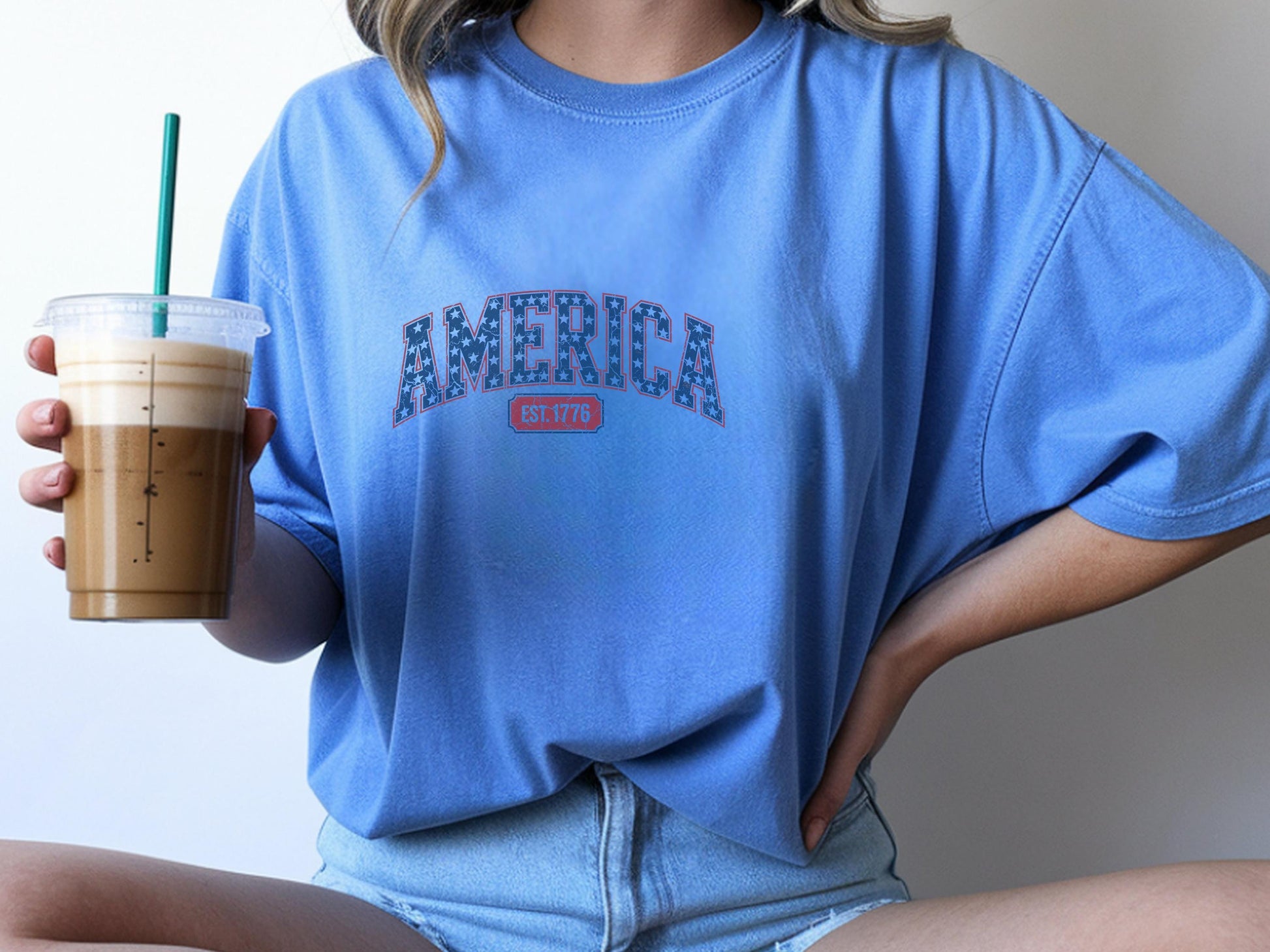 America EST. 1776 T-Shirt, Patriotic Graphic Tee, USA Independence Day Shirt, Vintage Style Gift, American Themed Apparel, Star Print Top