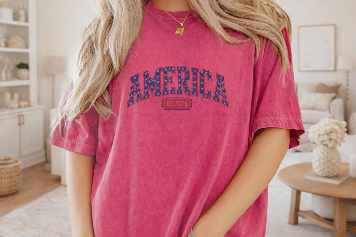 America EST. 1776 T-Shirt, Patriotic Graphic Tee, USA Independence Day Shirt, Vintage Style Gift, American Themed Apparel, Star Print Top