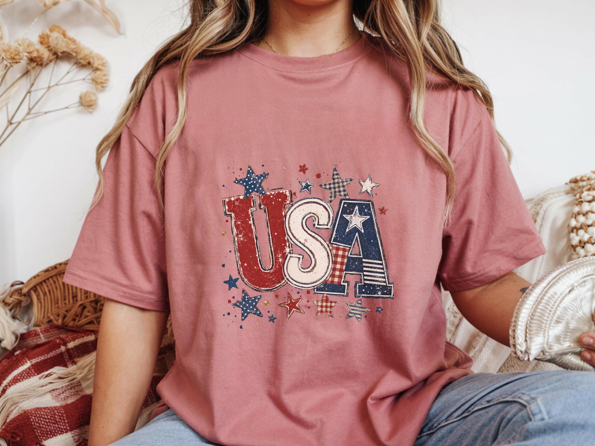USA Patriotic T-shirt, Vintage Stars & Stripes Tee, Independence Day Clothing, Retro American Pride Shirt, Red White Blue Apparel