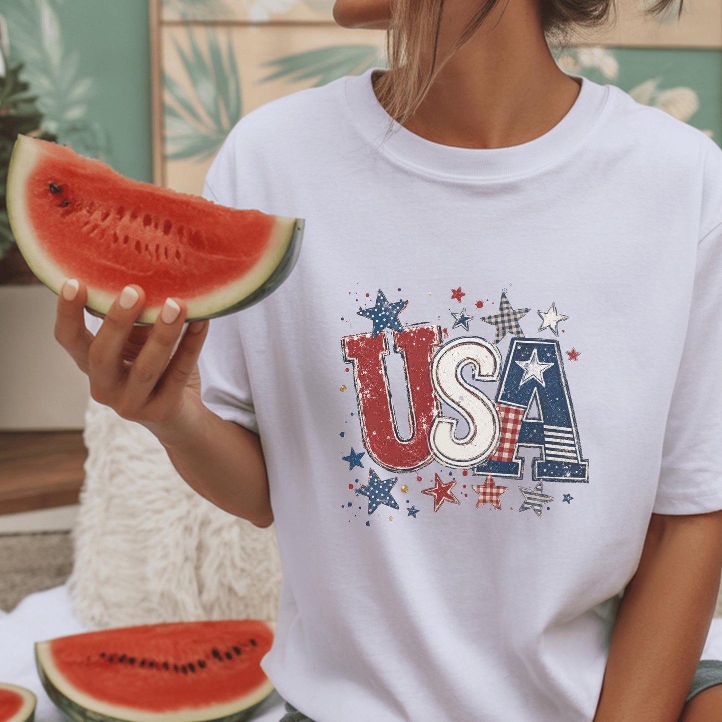 USA Patriotic T-shirt, Vintage Stars & Stripes Tee, Independence Day Clothing, Retro American Pride Shirt, Red White Blue Apparel