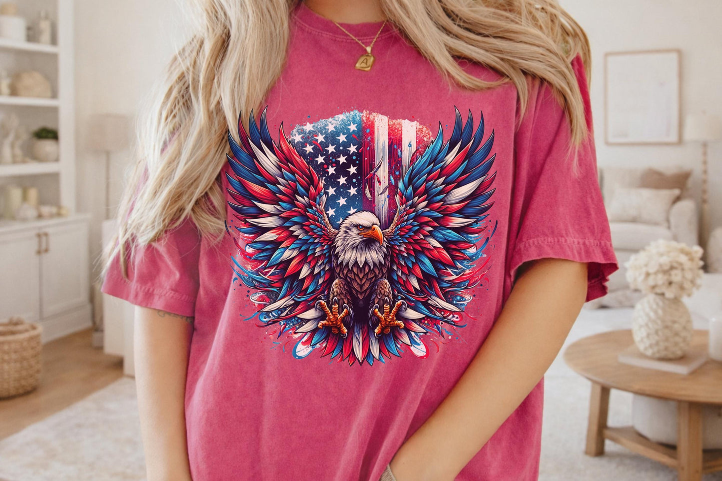 Patriotic Eagle T-Shirt, American Flag Graphic Tee, 4th of July Shirt, USA Pride Apparel, Bald Eagle Design, Men's Women's Clothing