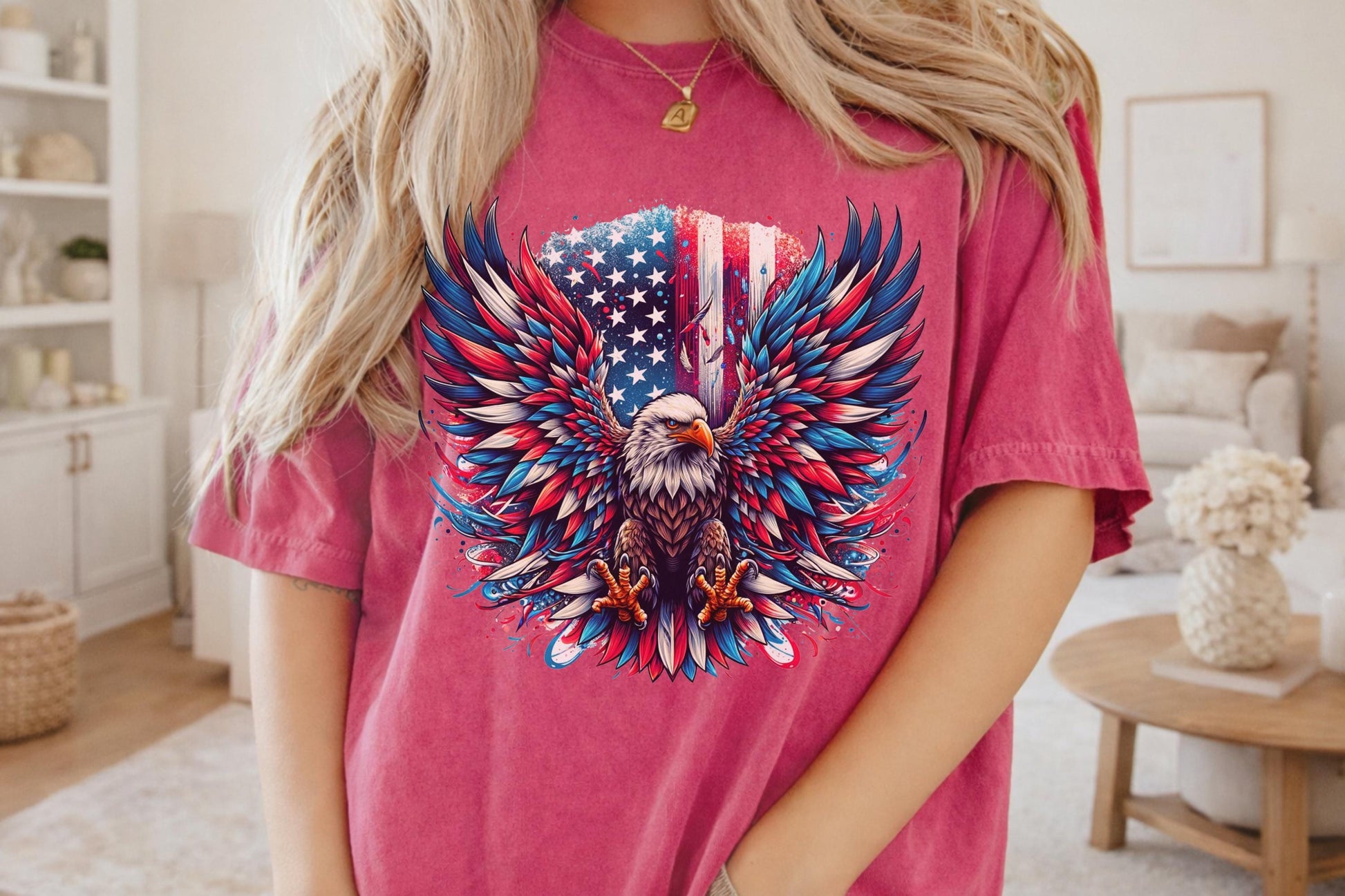 Patriotic Eagle T-Shirt, American Flag Graphic Tee, 4th of July Shirt, USA Pride Apparel, Bald Eagle Design, Men's Women's Clothing