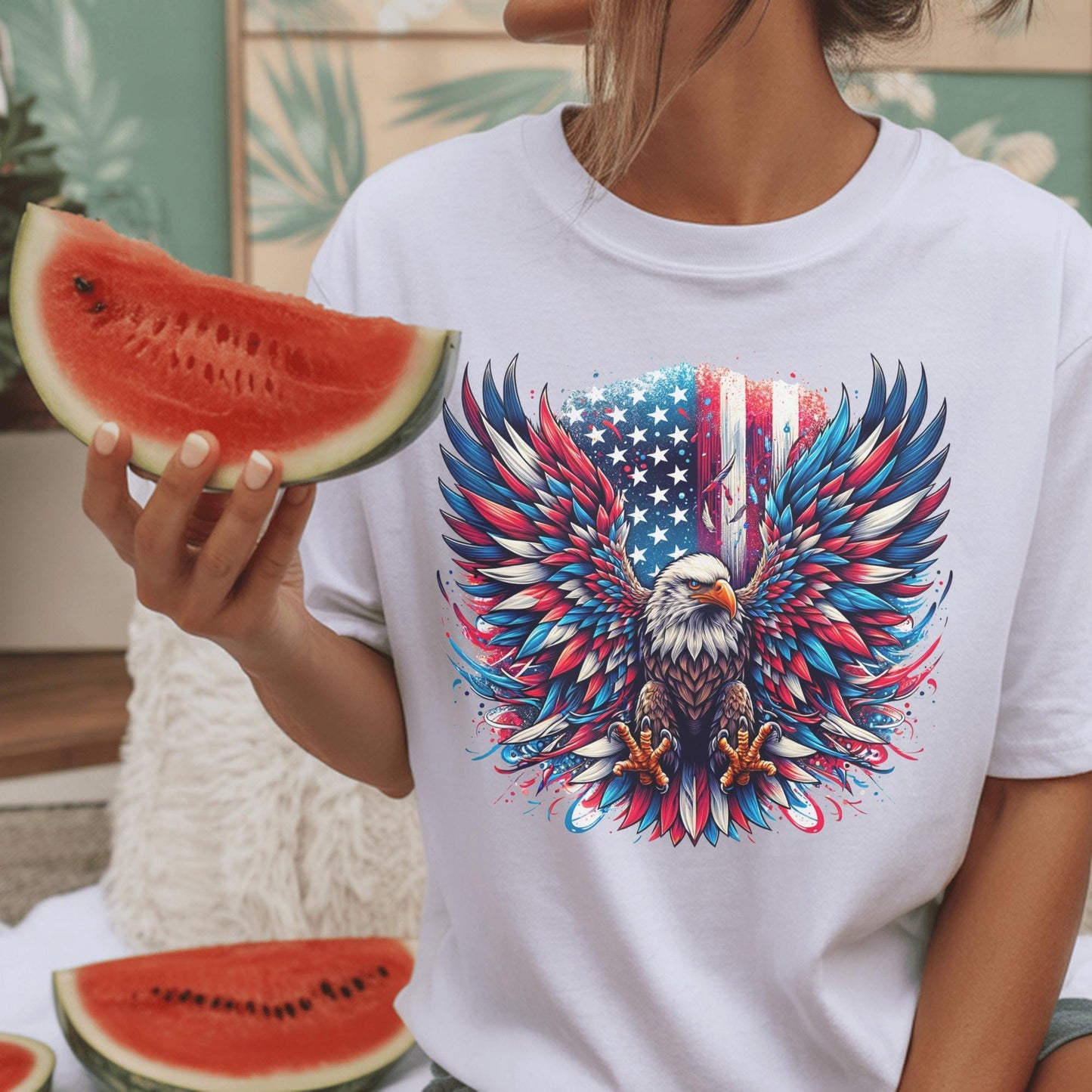 Patriotic Eagle T-Shirt, American Flag Graphic Tee, 4th of July Shirt, USA Pride Apparel, Bald Eagle Design, Men's Women's Clothing