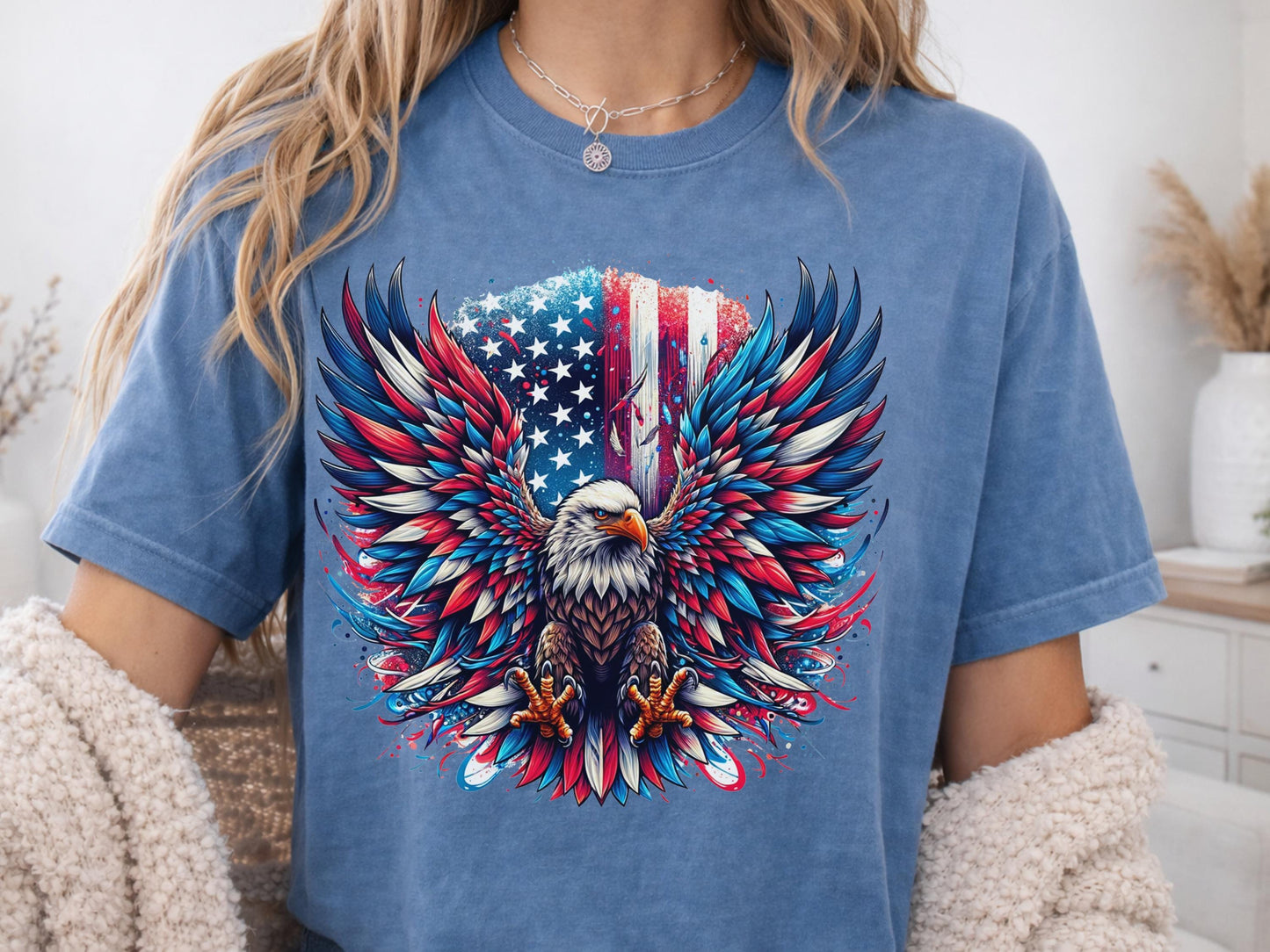 Patriotic Eagle T-Shirt, American Flag Graphic Tee, 4th of July Shirt, USA Pride Apparel, Bald Eagle Design, Men's Women's Clothing