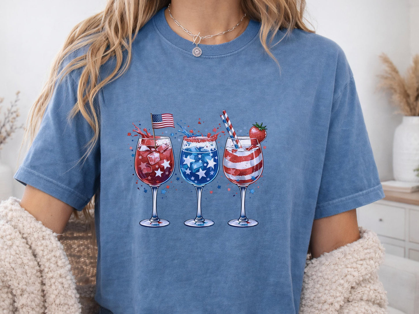 Patriotic Drinkware Design, Fourth of July Party, USA Themed Glasses, Fun Summer BBQ Decor, Independence Day Gift Idea, Watercolor Art
