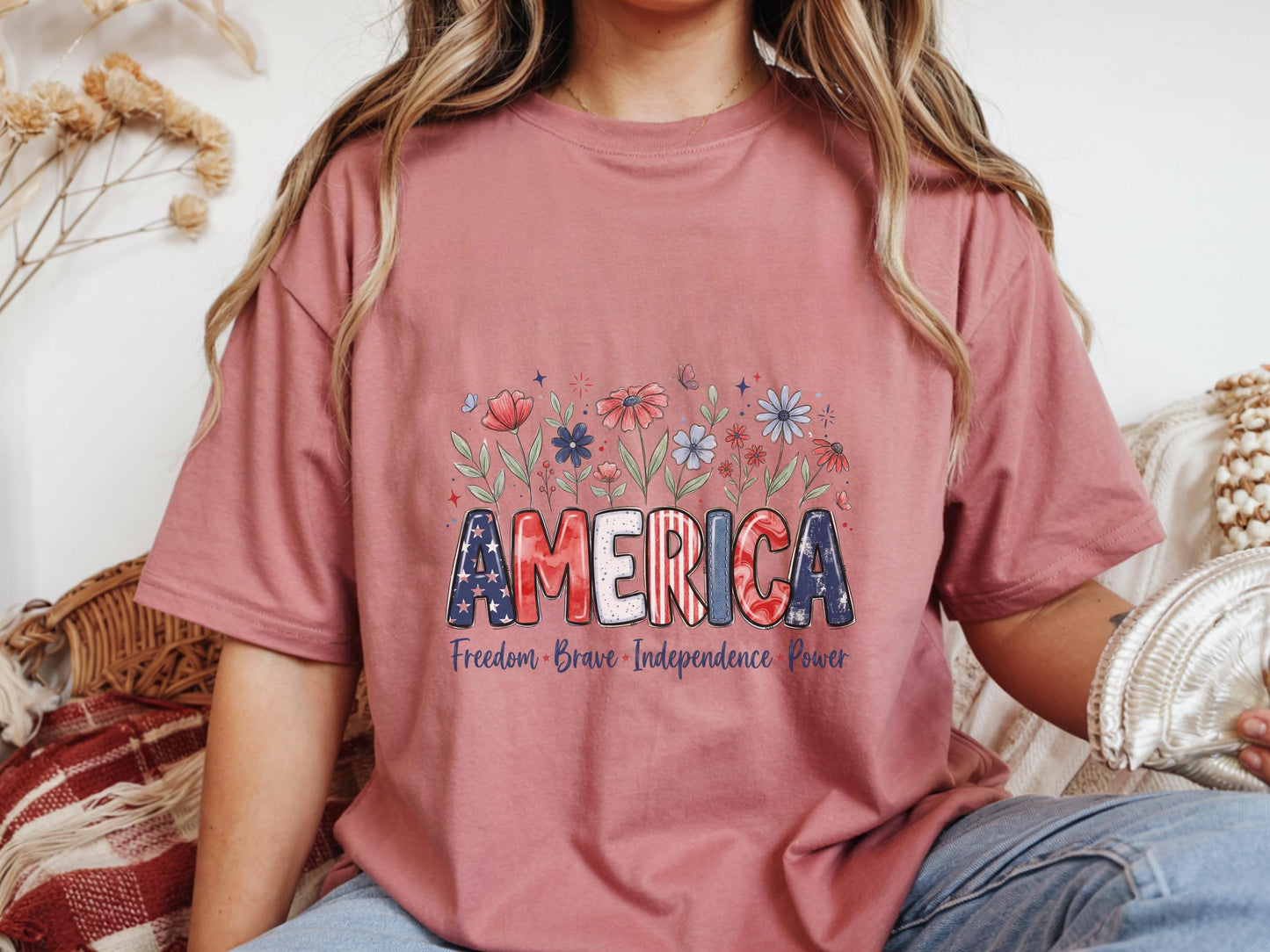 Patriotic America T-Shirt, Custom Independence Day Tee, USA Pride Gift, Freedom Brave Power, American Flag Graphic, Customizable Shirt