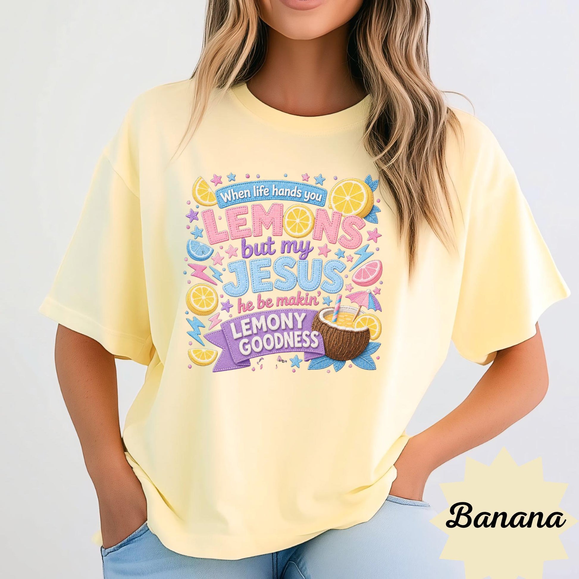 Comfort Colors® Life Gave Me Some Lemons, But My Jesus, He Be Makin' Lemony Goodness, Jesus Lemonade, Lemonade Tee, Child of God, Faith App