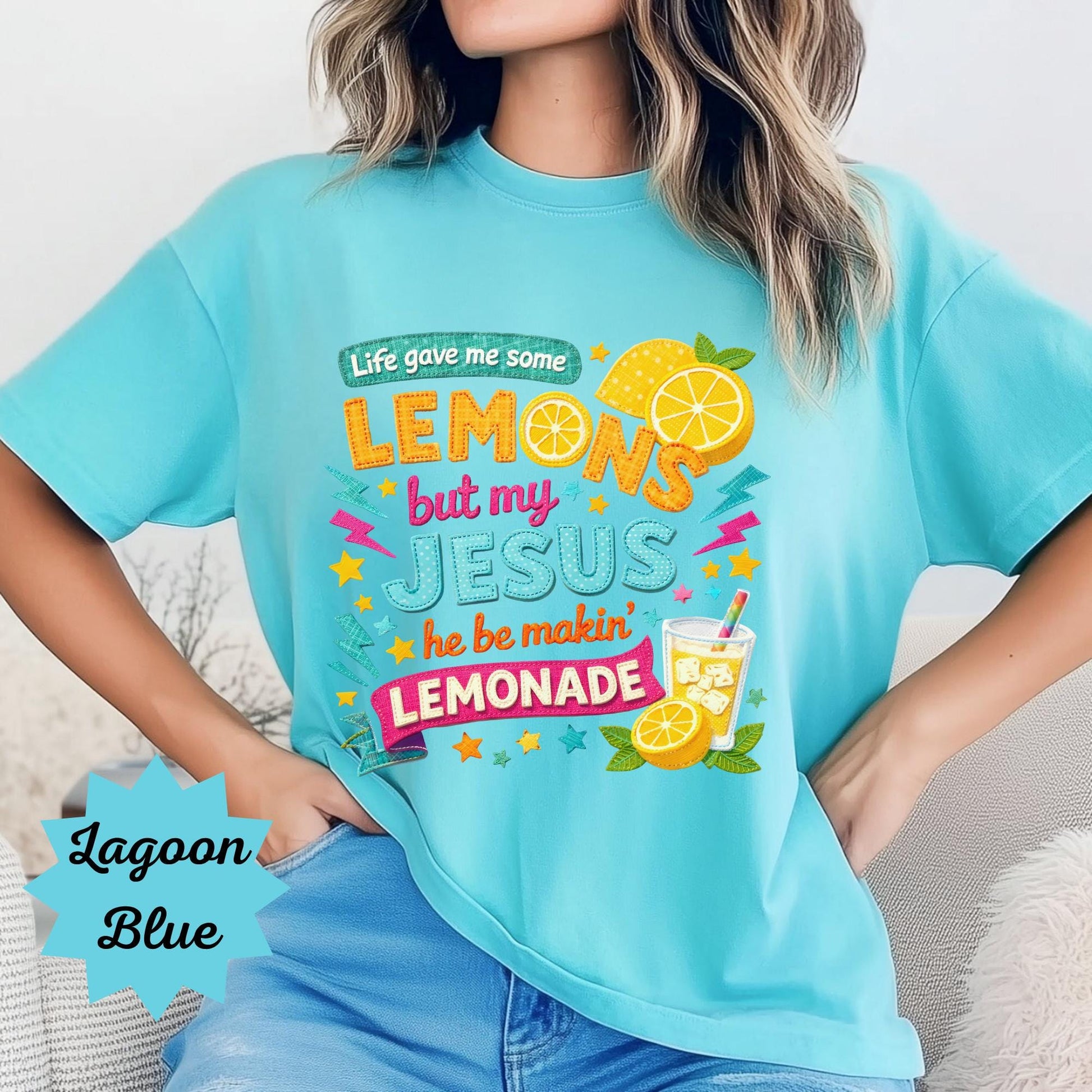 Comfort Colors Jesus T Shirt Funny Lemonade Christian Shirt: Life Gave Me Lemons But My Jesus Makes Lemonade T-Shirts, Religious Christianit