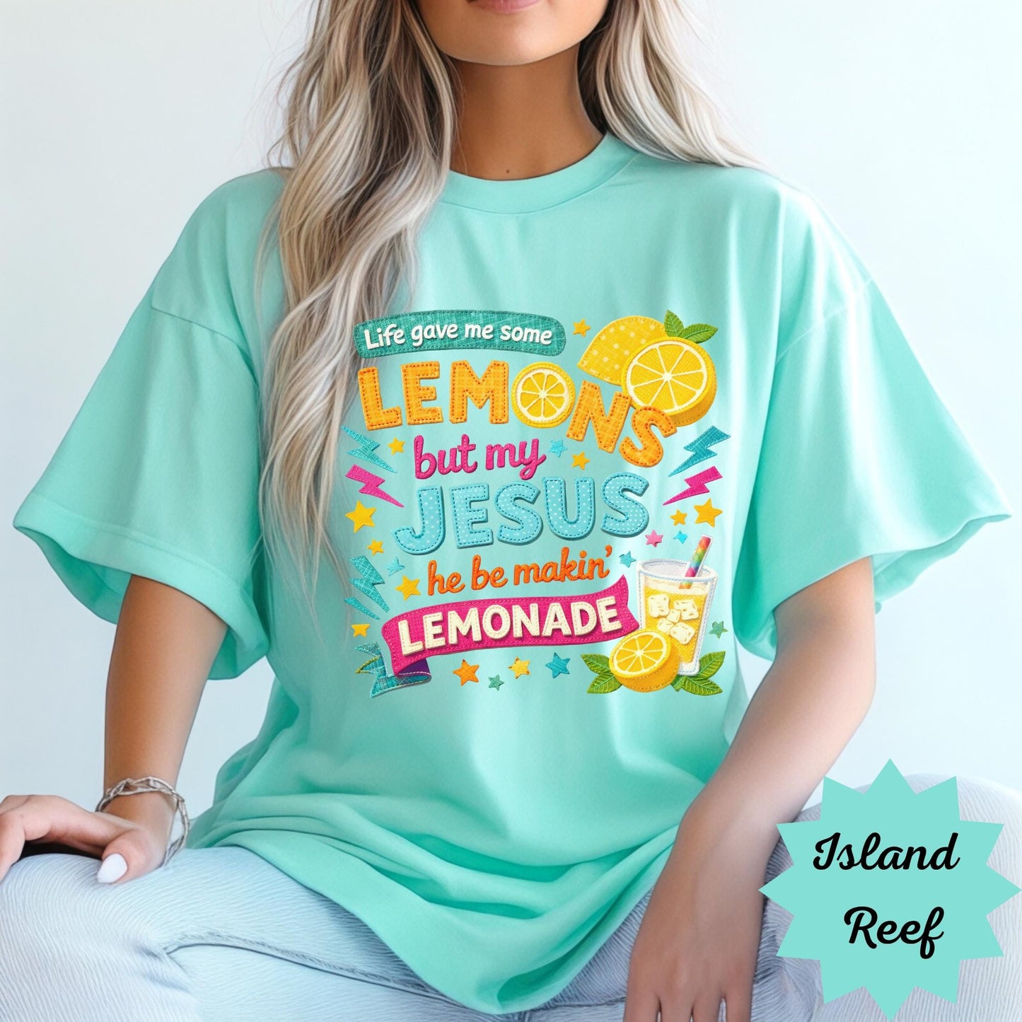 Comfort Colors Jesus T Shirt Funny Lemonade Christian Shirt: Life Gave Me Lemons But My Jesus Makes Lemonade T-Shirts, Religious Christianit