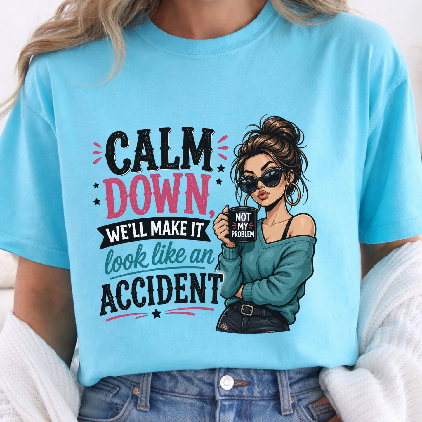 Copy Funny Attitude T-Shirt, Graphic Tee for Women, Quirky Casual Wear, Novelty Beachwear, Sassy Quote Shirt for Her