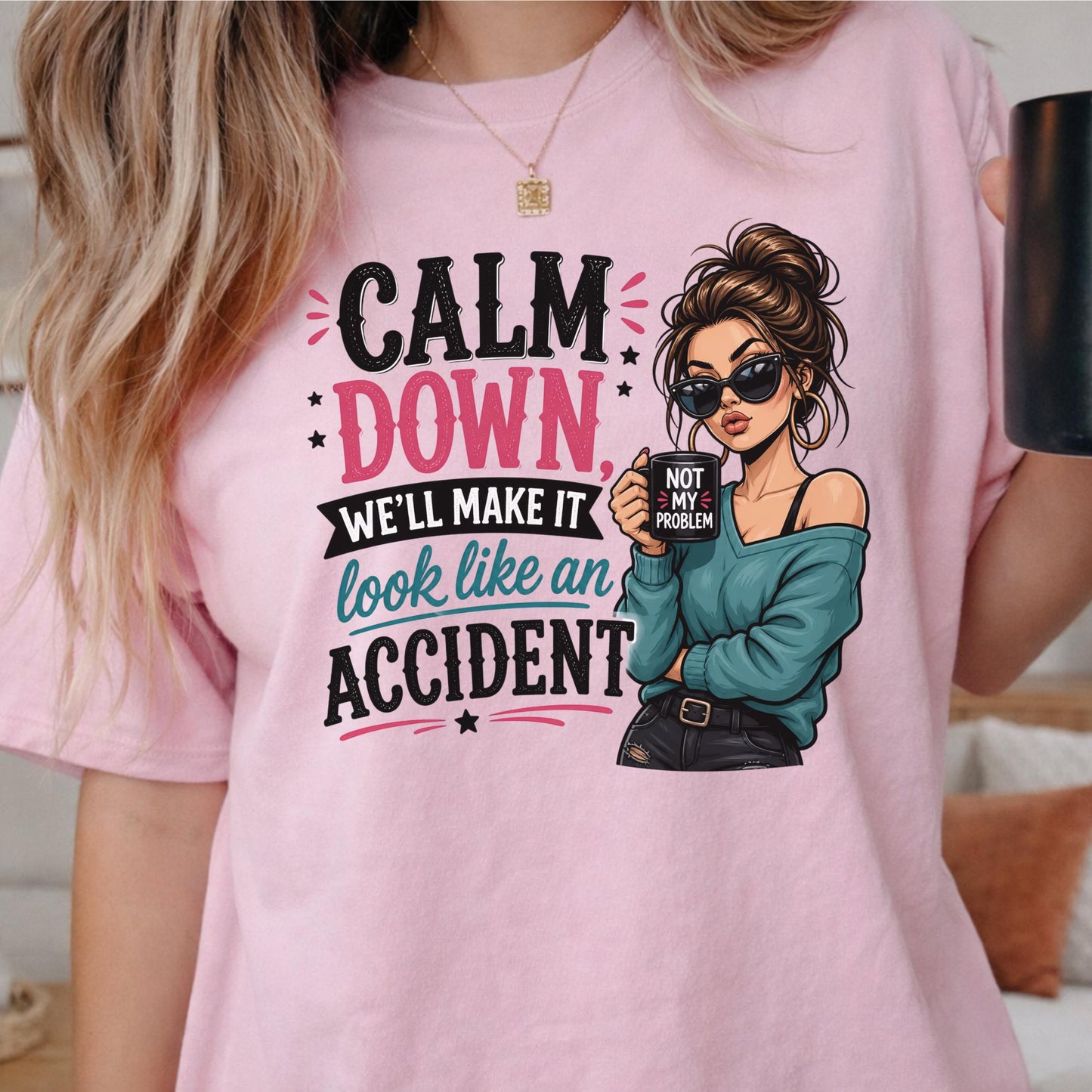 Copy Funny Attitude T-Shirt, Graphic Tee for Women, Quirky Casual Wear, Novelty Beachwear, Sassy Quote Shirt for Her
