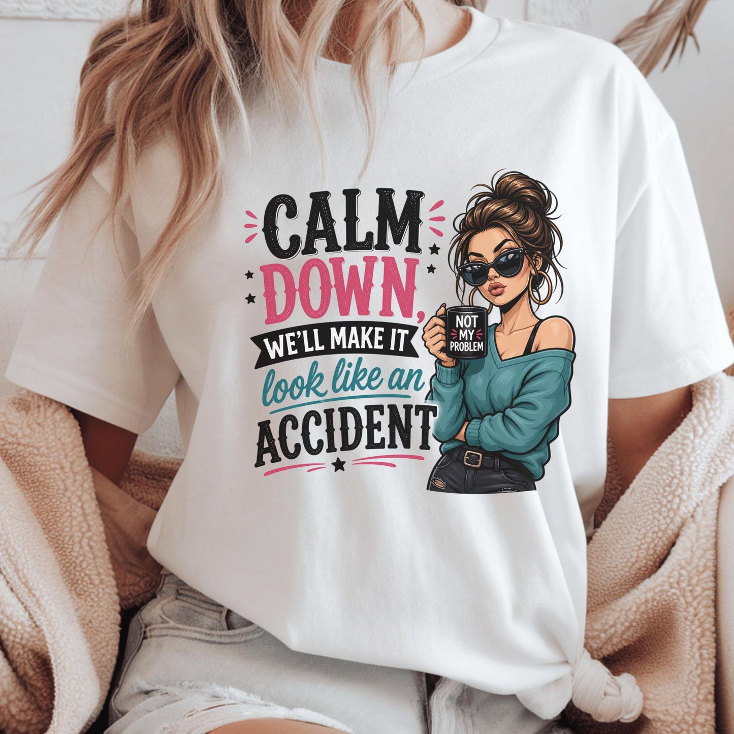 Copy Funny Attitude T-Shirt, Graphic Tee for Women, Quirky Casual Wear, Novelty Beachwear, Sassy Quote Shirt for Her