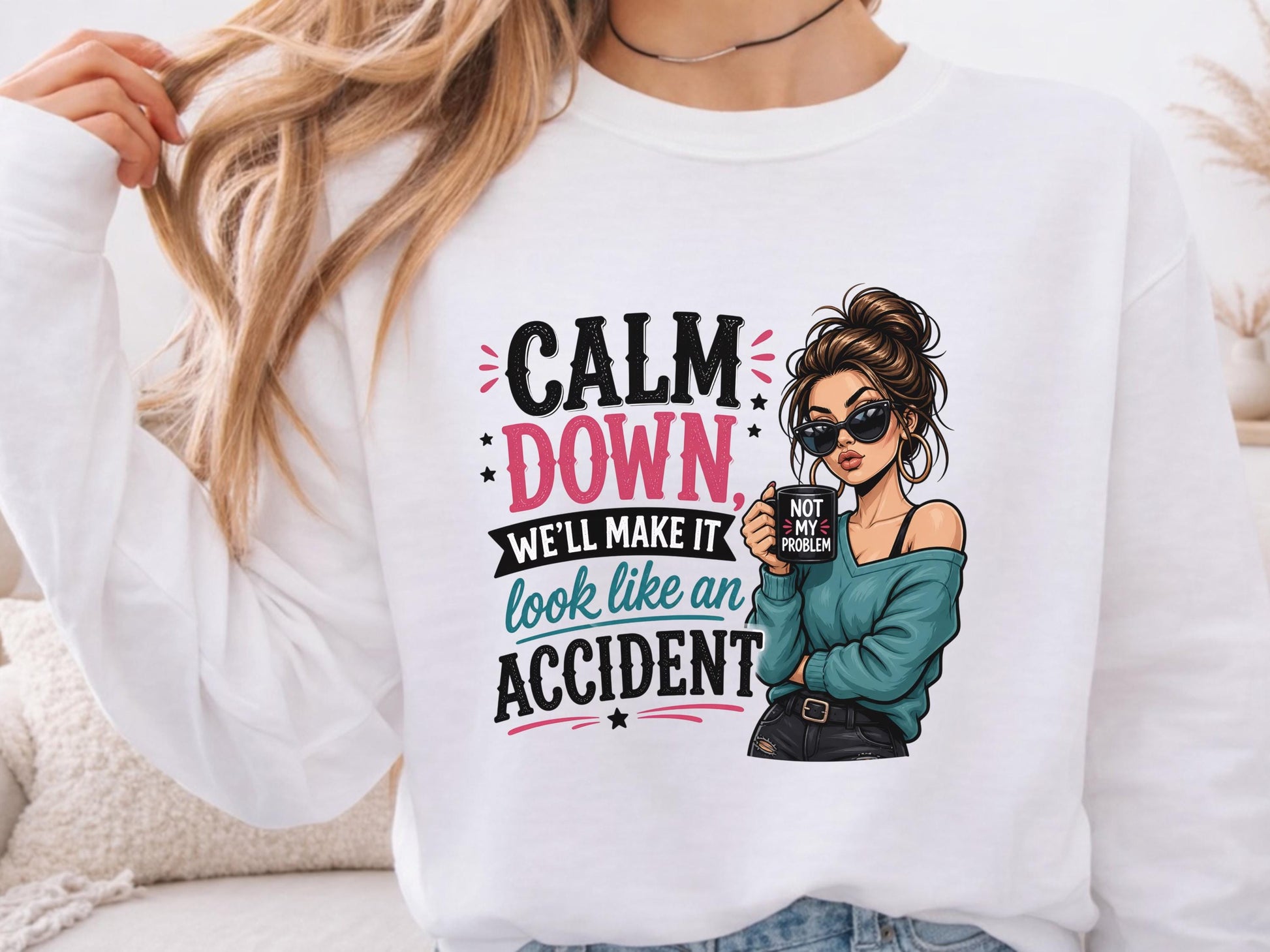 Copy Funny Attitude T-Shirt, Graphic Tee for Women, Quirky Casual Wear, Novelty Beachwear, Sassy Quote Shirt for Her