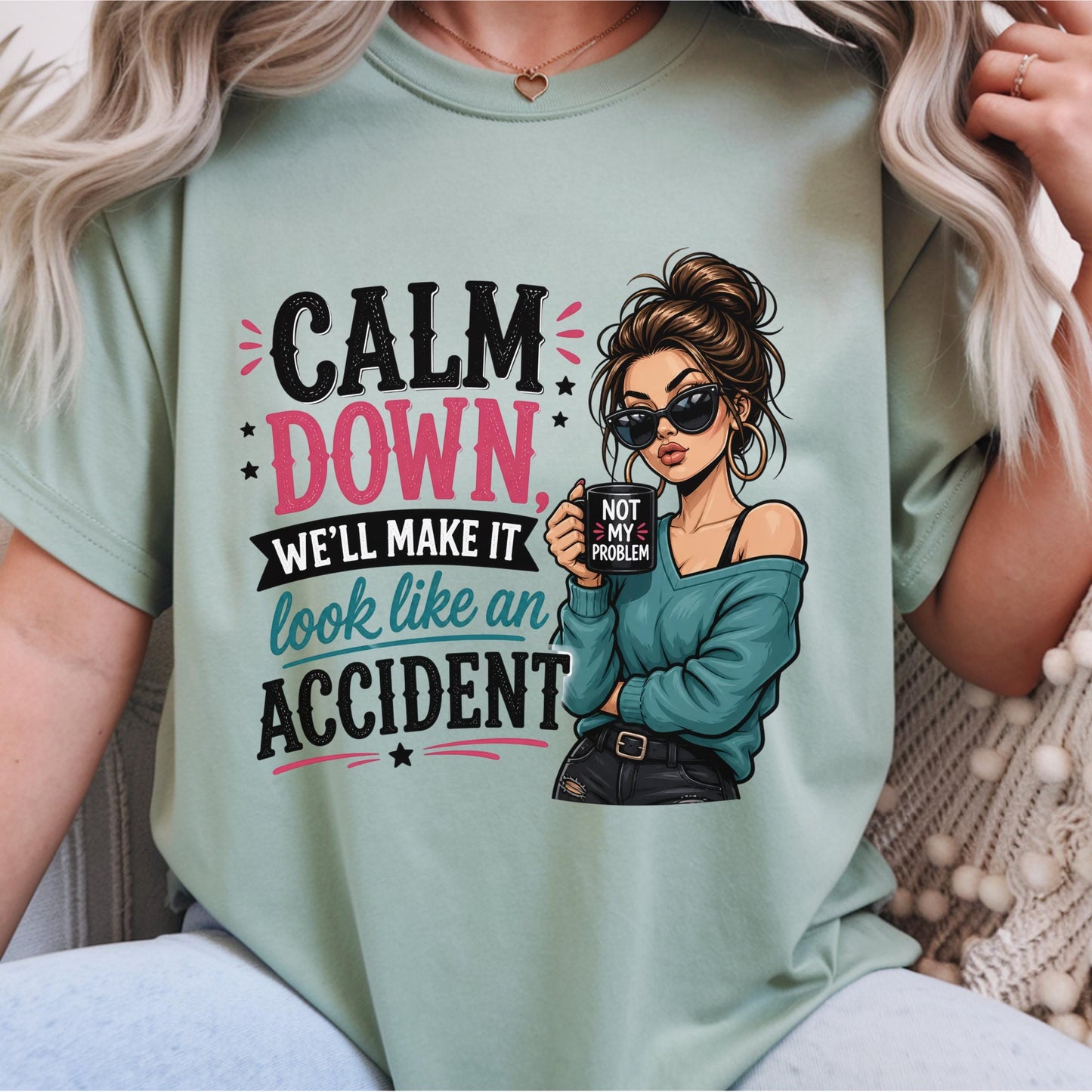 Copy Funny Attitude T-Shirt, Graphic Tee for Women, Quirky Casual Wear, Novelty Beachwear, Sassy Quote Shirt for Her
