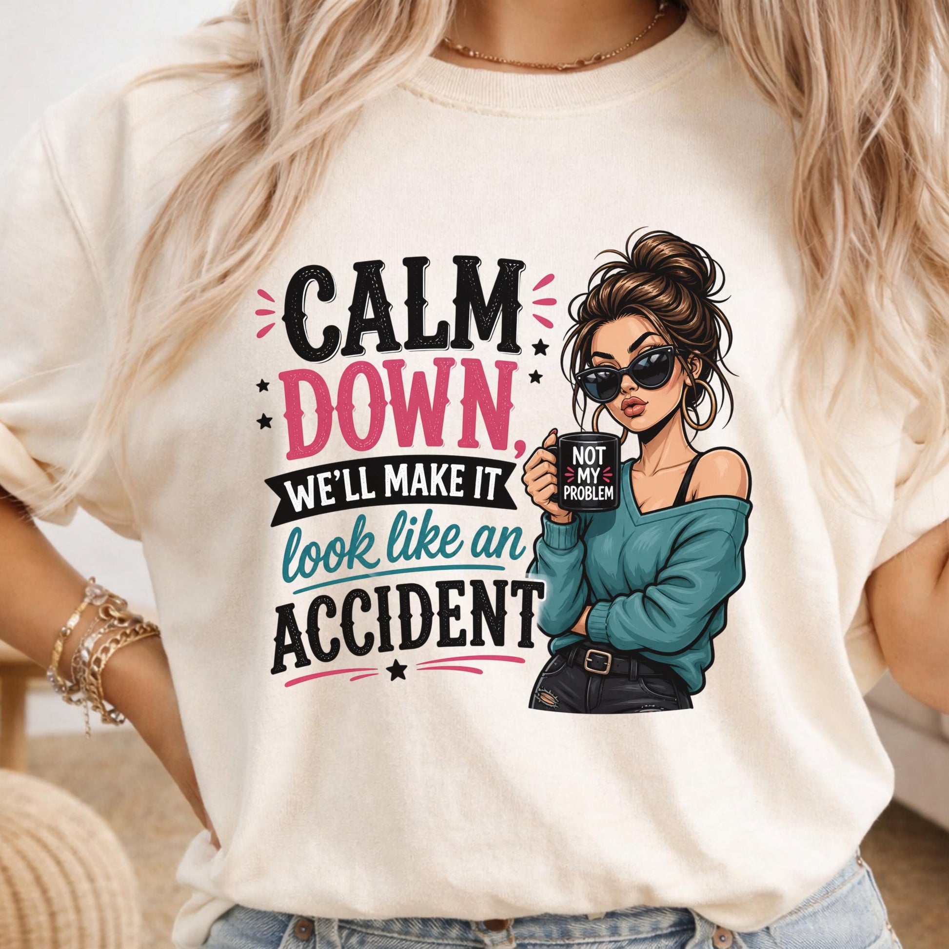 Copy Funny Attitude T-Shirt, Graphic Tee for Women, Quirky Casual Wear, Novelty Beachwear, Sassy Quote Shirt for Her