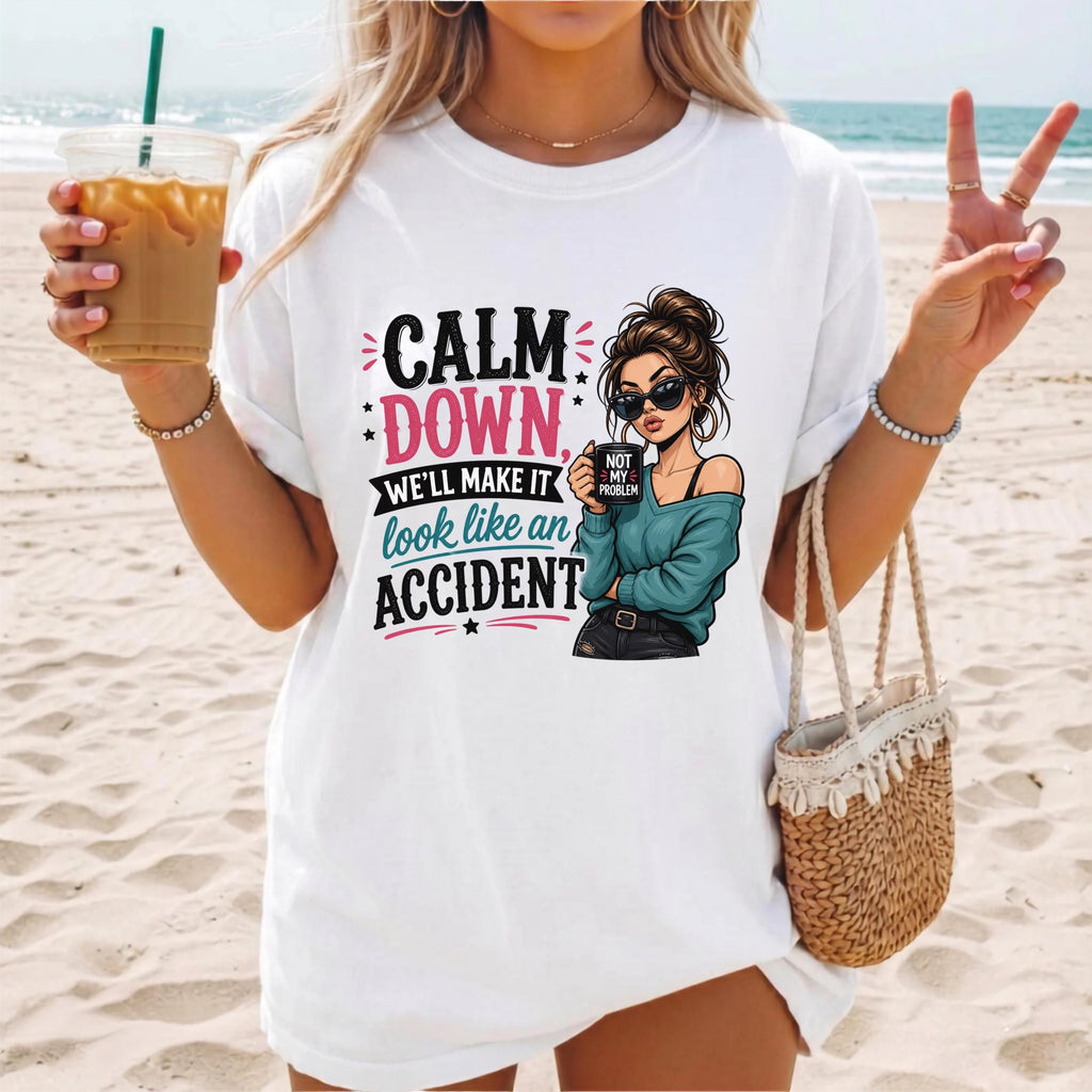 Copy Funny Attitude T-Shirt, Graphic Tee for Women, Quirky Casual Wear, Novelty Beachwear, Sassy Quote Shirt for Her