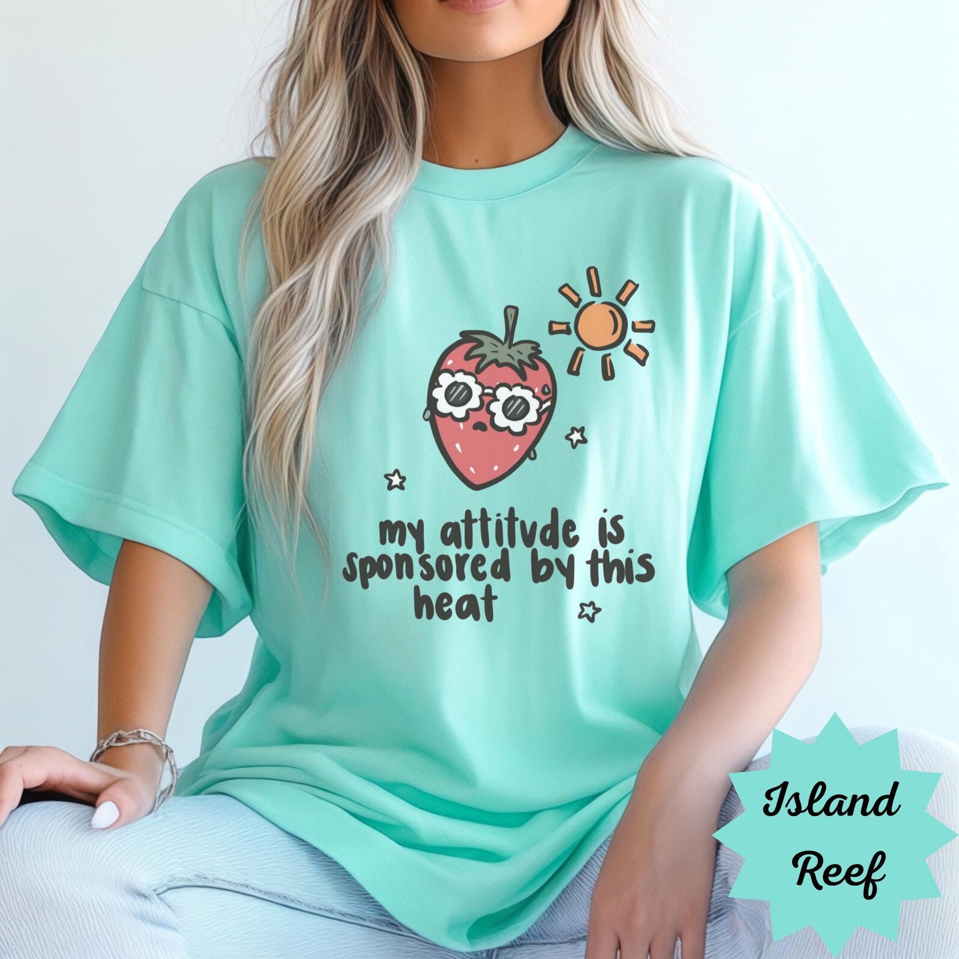 Funny Strawberry Graphic Tee, Casual White Shirt, Summer Humor Top, Cute Sun and Fruit Print, Cozy Everyday Wear, Fun Gift for Friends