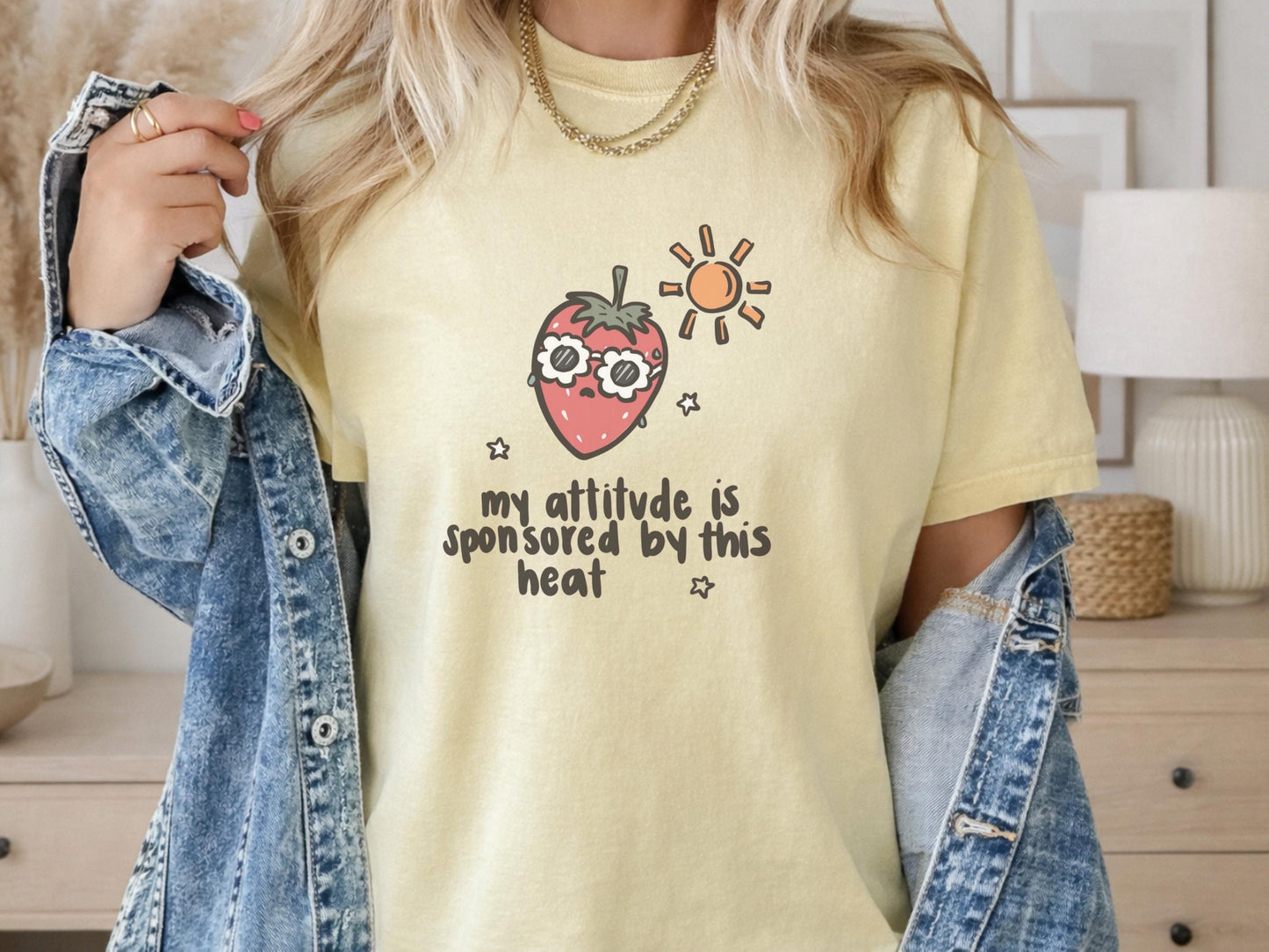 Funny Strawberry Graphic Tee, Casual White Shirt, Summer Humor Top, Cute Sun and Fruit Print, Cozy Everyday Wear, Fun Gift for Friends