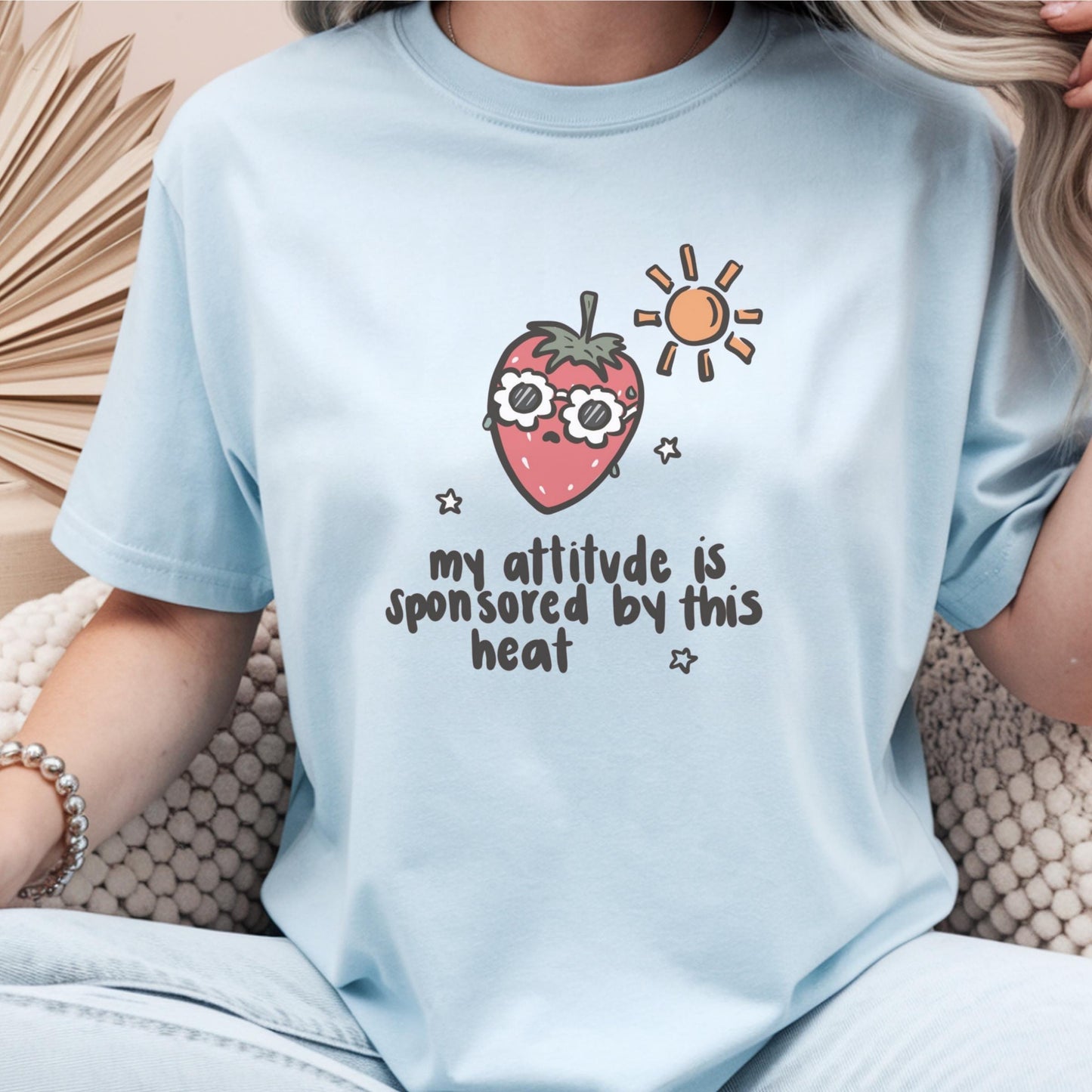 Funny Strawberry Graphic Tee, Casual White Shirt, Summer Humor Top, Cute Sun and Fruit Print, Cozy Everyday Wear, Fun Gift for Friends