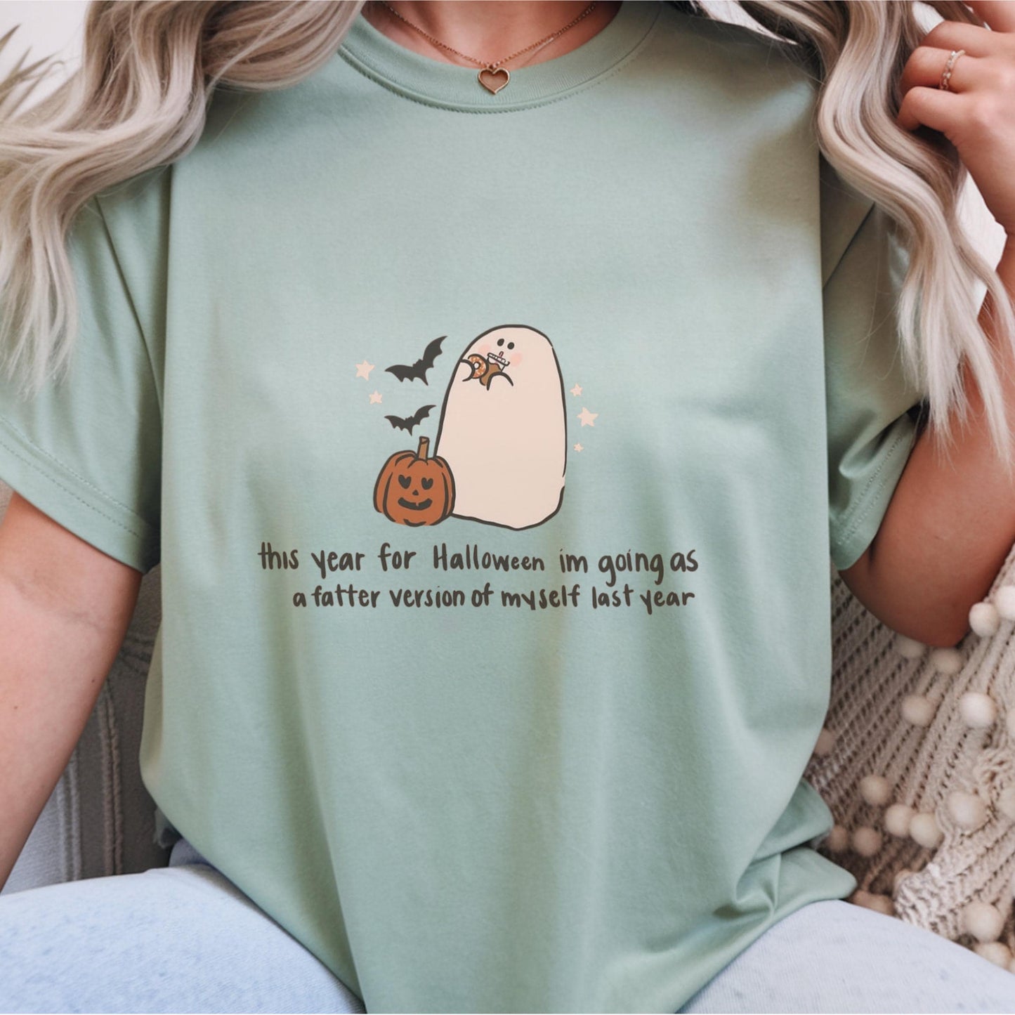 Halloween Ghost T-Shirt, Funny Graphic Tee, Custom Ivory Shirt, Cute Halloween Top, Casual Autumn Wear, Gift for Friends, Cozy Outfit