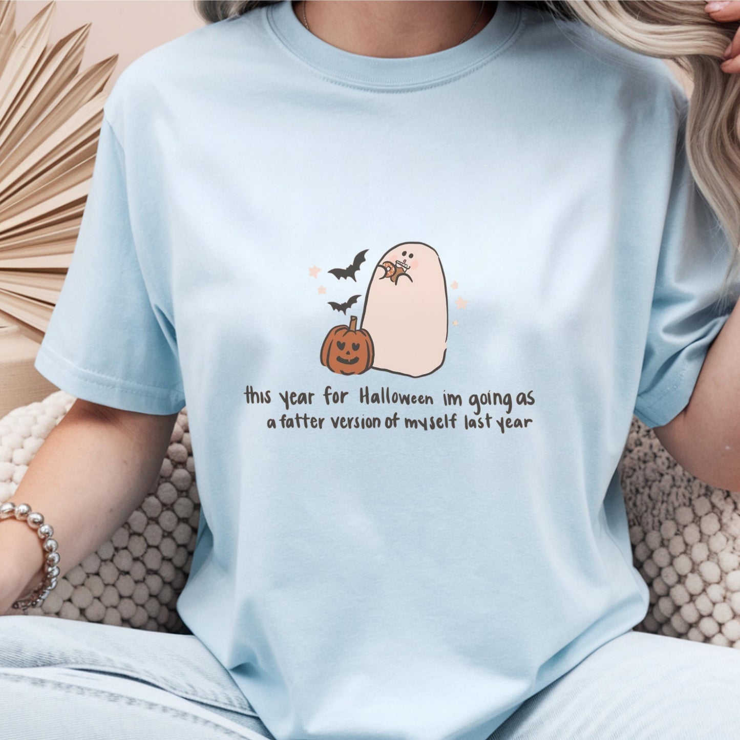 Halloween Ghost T-Shirt, Funny Graphic Tee, Custom Ivory Shirt, Cute Halloween Top, Casual Autumn Wear, Gift for Friends, Cozy Outfit