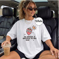 Funny Strawberry Graphic Tee, Casual White Shirt, Summer Humor Top, Cute Sun and Fruit Print, Cozy Everyday Wear, Fun Gift for Friends