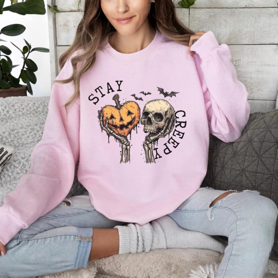 Creepy Sweatshirt, Womens Halloween Sweatshirt, Cute Skeleton Hands Tee, Funny Halloween Outfit, Skull Tee, Spooky Season Shirt