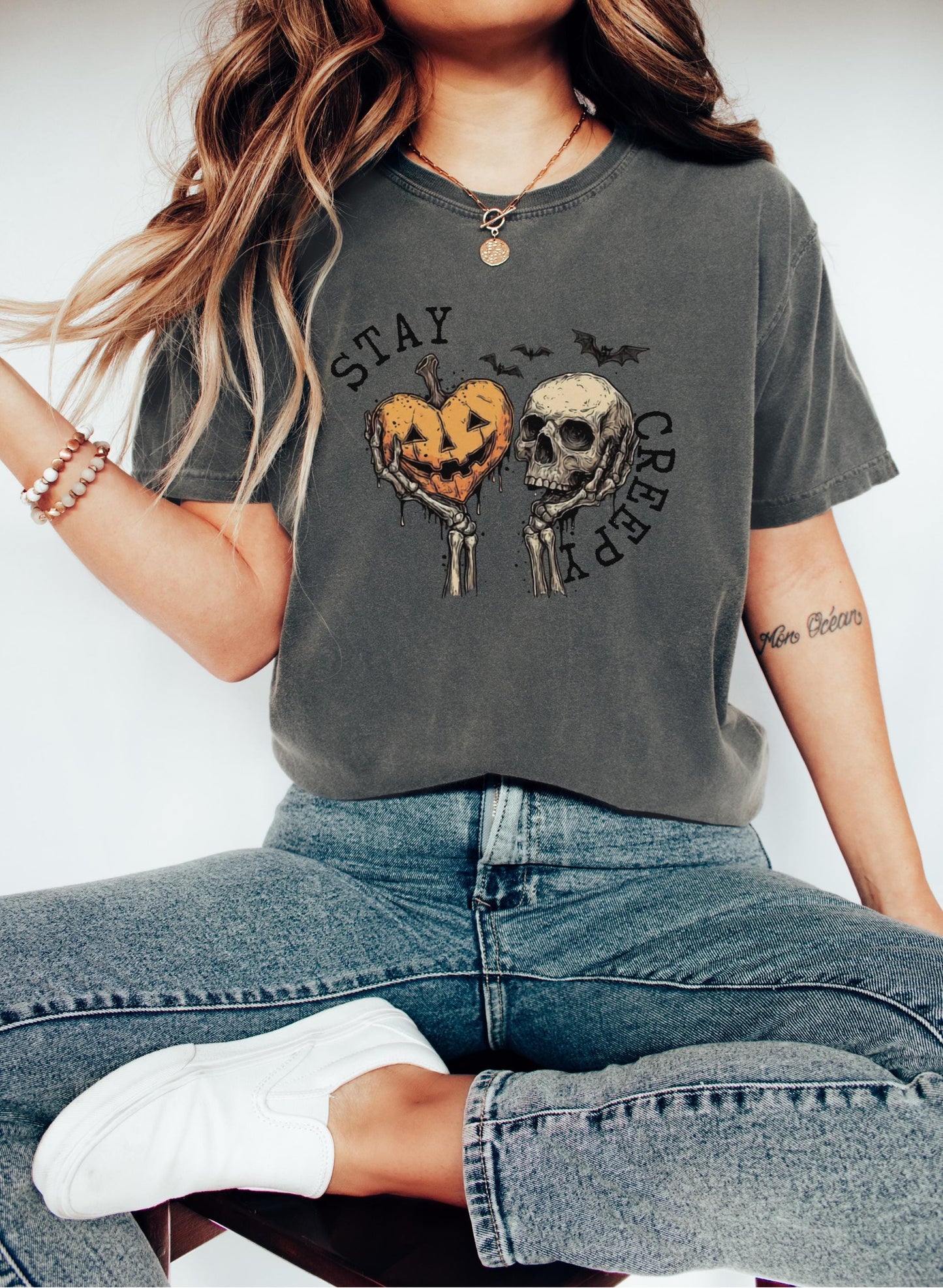 Creepy Sweatshirt, Womens Halloween Sweatshirt, Cute Skeleton Hands Tee, Funny Halloween Outfit, Skull Tee, Spooky Season Shirt
