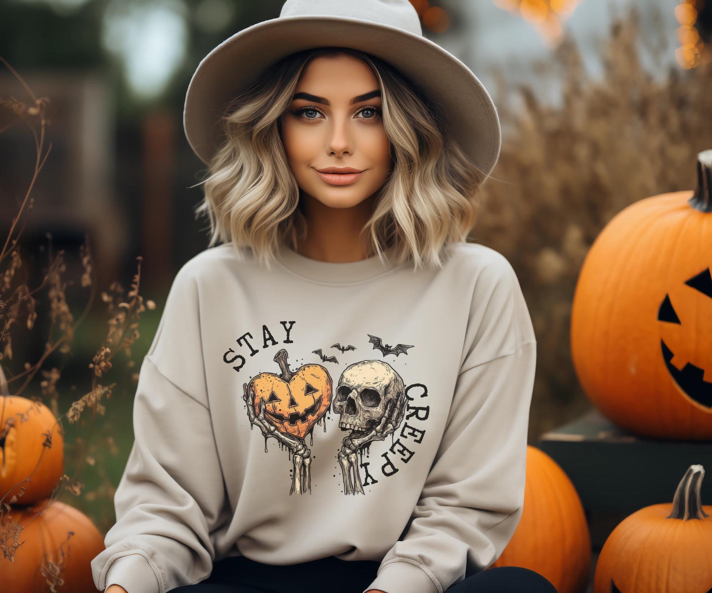 Creepy Sweatshirt, Womens Halloween Sweatshirt, Cute Skeleton Hands Tee, Funny Halloween Outfit, Skull Tee, Spooky Season Shirt