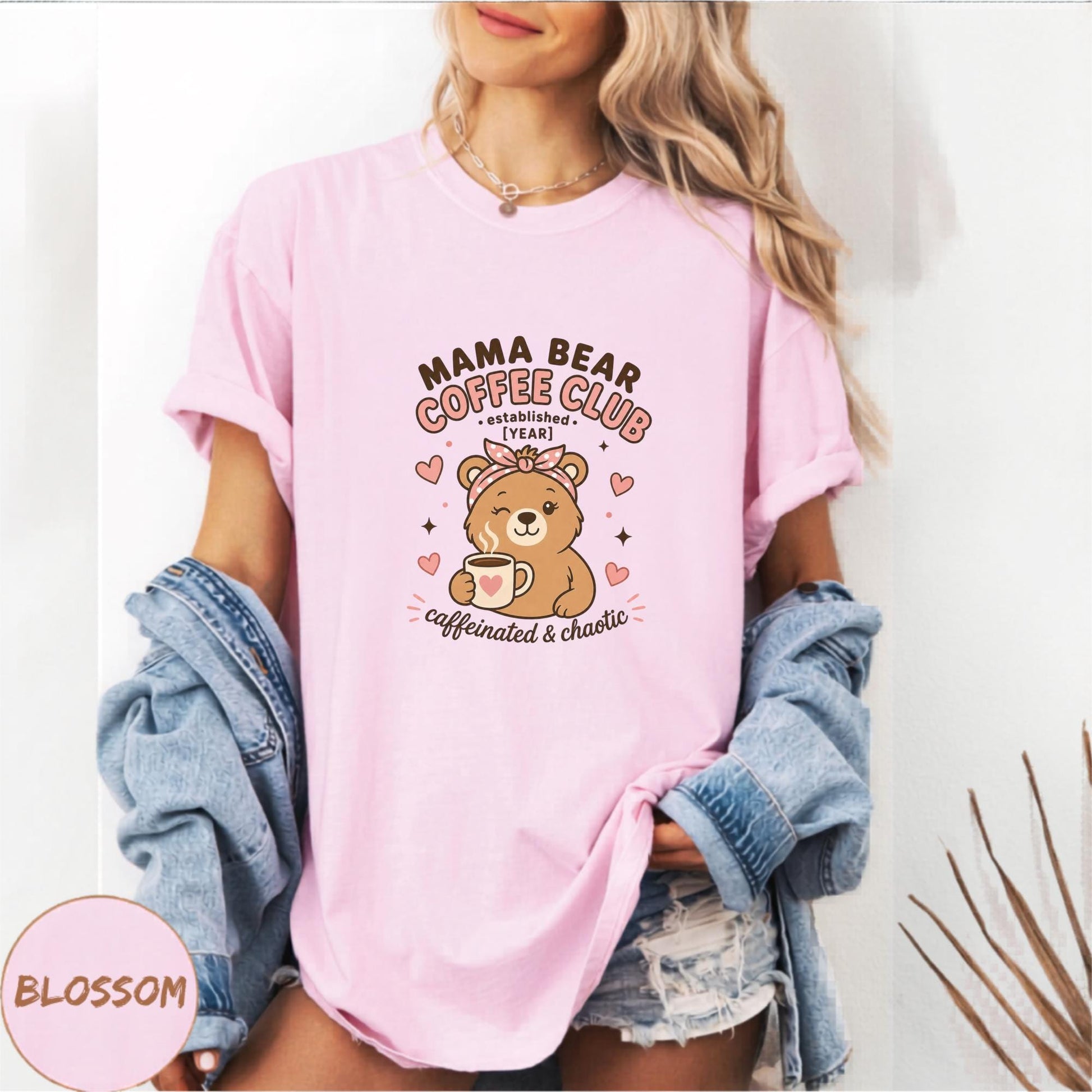 Mama Bear Coffee Club Shirt, Personalized Mom Gift, Cute Bear Design, Caffeinated Chaos Tee, Fun Custom Year T Shirt, Gift for Her