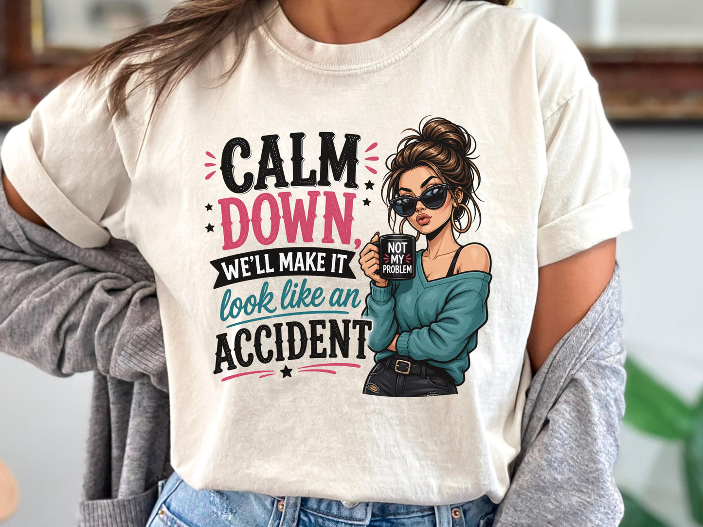 Copy Funny Attitude T-Shirt, Graphic Tee for Women, Quirky Casual Wear, Novelty Beachwear, Sassy Quote Shirt for Her
