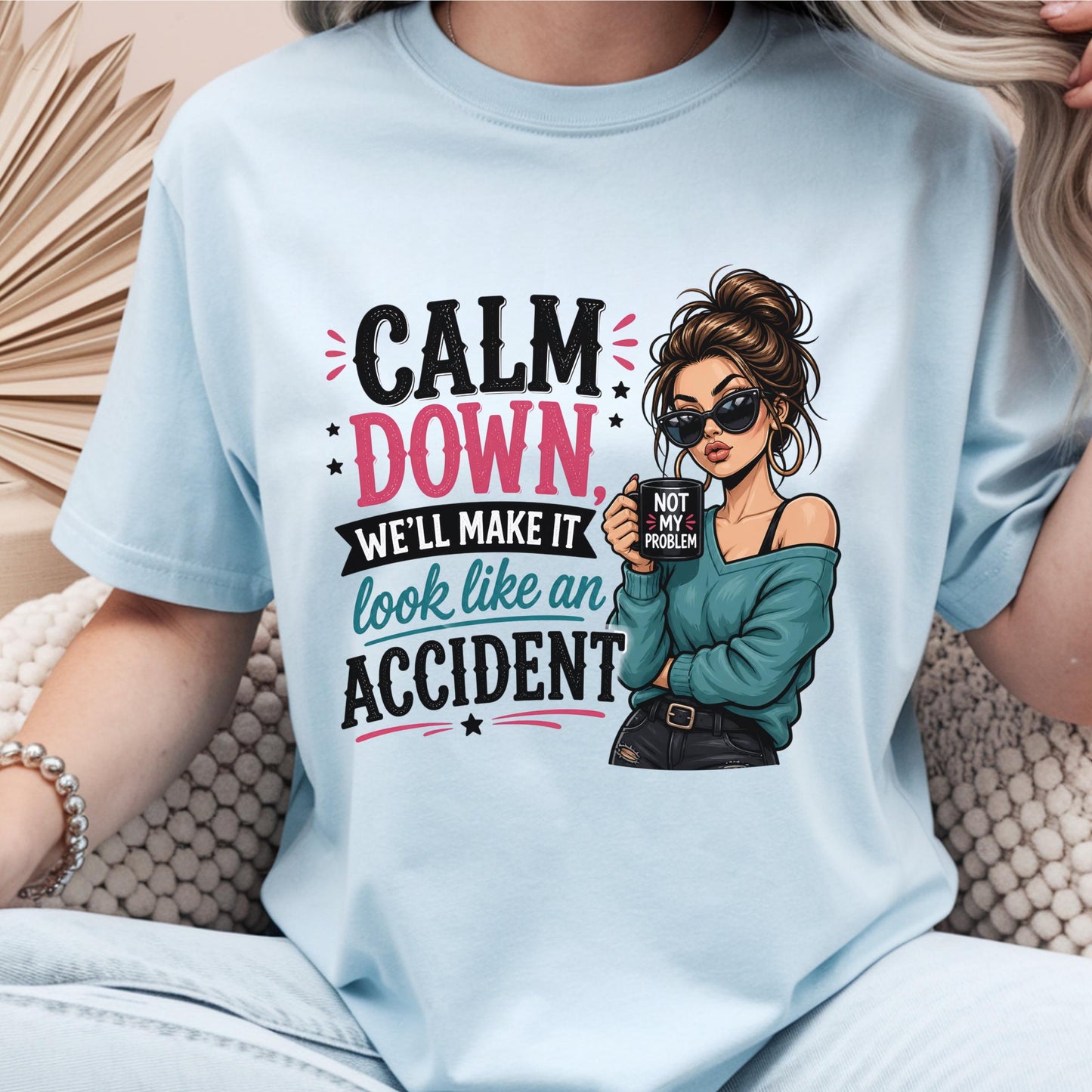 Copy Funny Attitude T-Shirt, Graphic Tee for Women, Quirky Casual Wear, Novelty Beachwear, Sassy Quote Shirt for Her