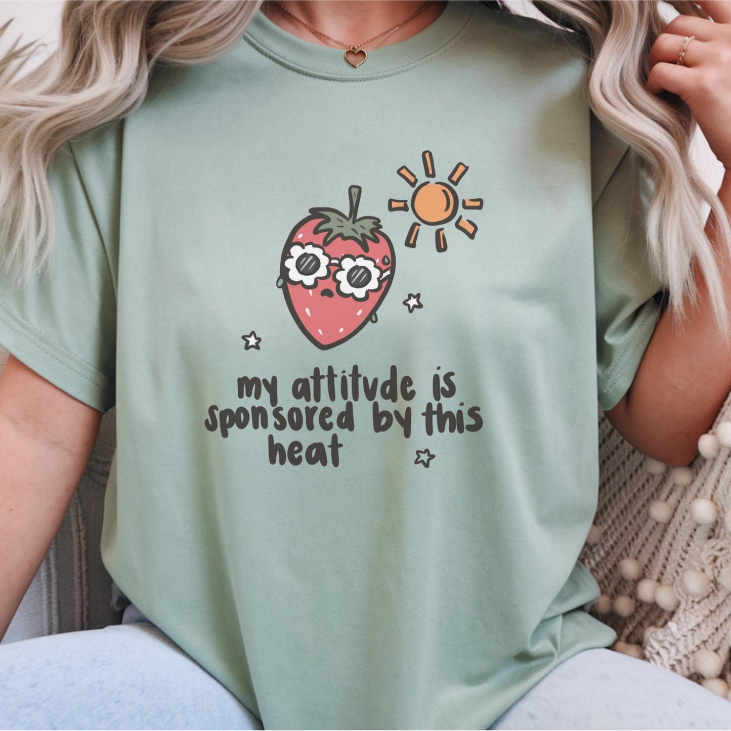 Funny Strawberry Graphic Tee, Casual White Shirt, Summer Humor Top, Cute Sun and Fruit Print, Cozy Everyday Wear, Fun Gift for Friends