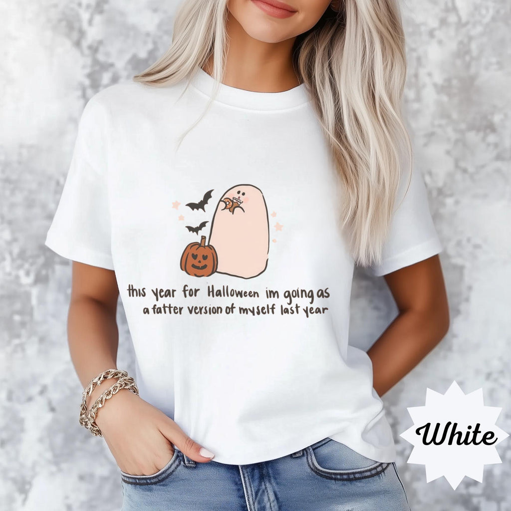 Halloween Ghost T-Shirt, Funny Graphic Tee, Custom Ivory Shirt, Cute Halloween Top, Casual Autumn Wear, Gift for Friends, Cozy Outfit
