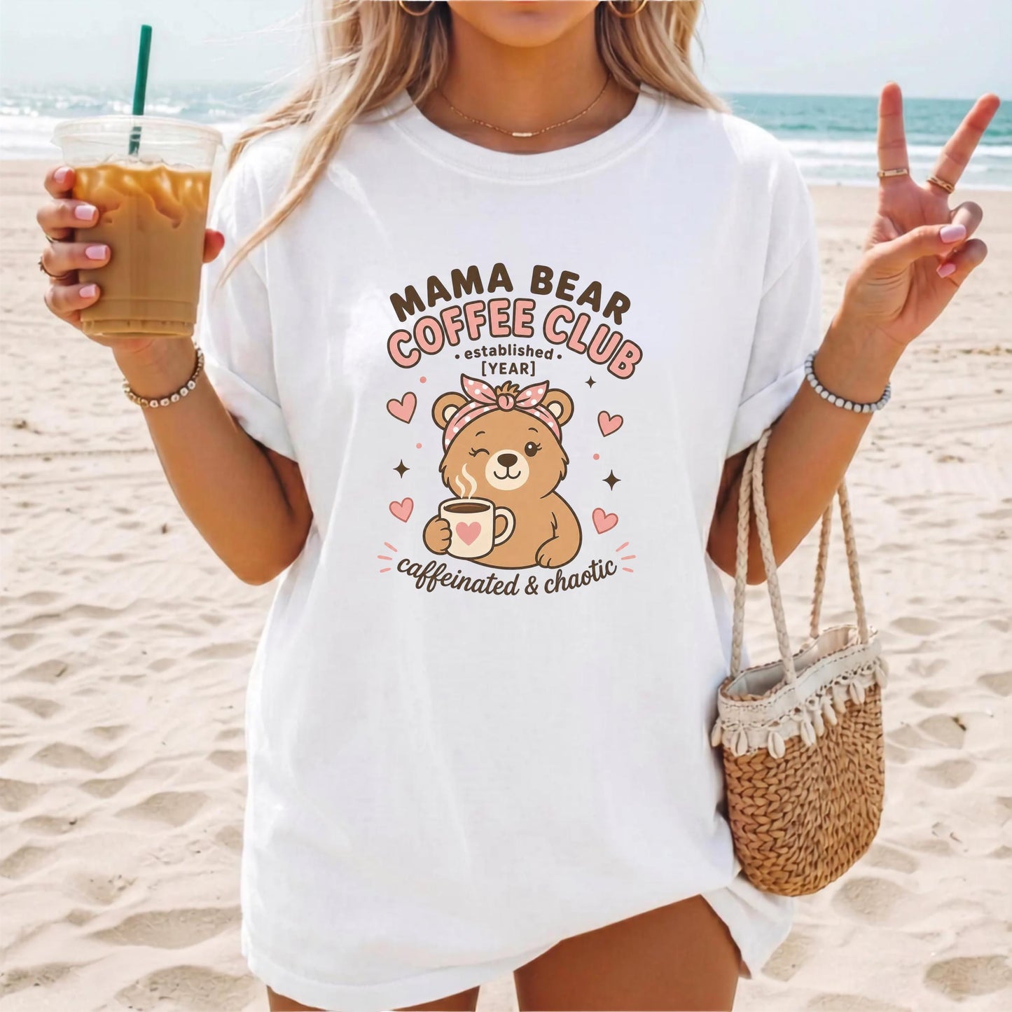Mama Bear Coffee Club Shirt, Personalized Mom Gift, Cute Bear Design, Caffeinated Chaos Tee, Fun Custom Year T Shirt, Gift for Her