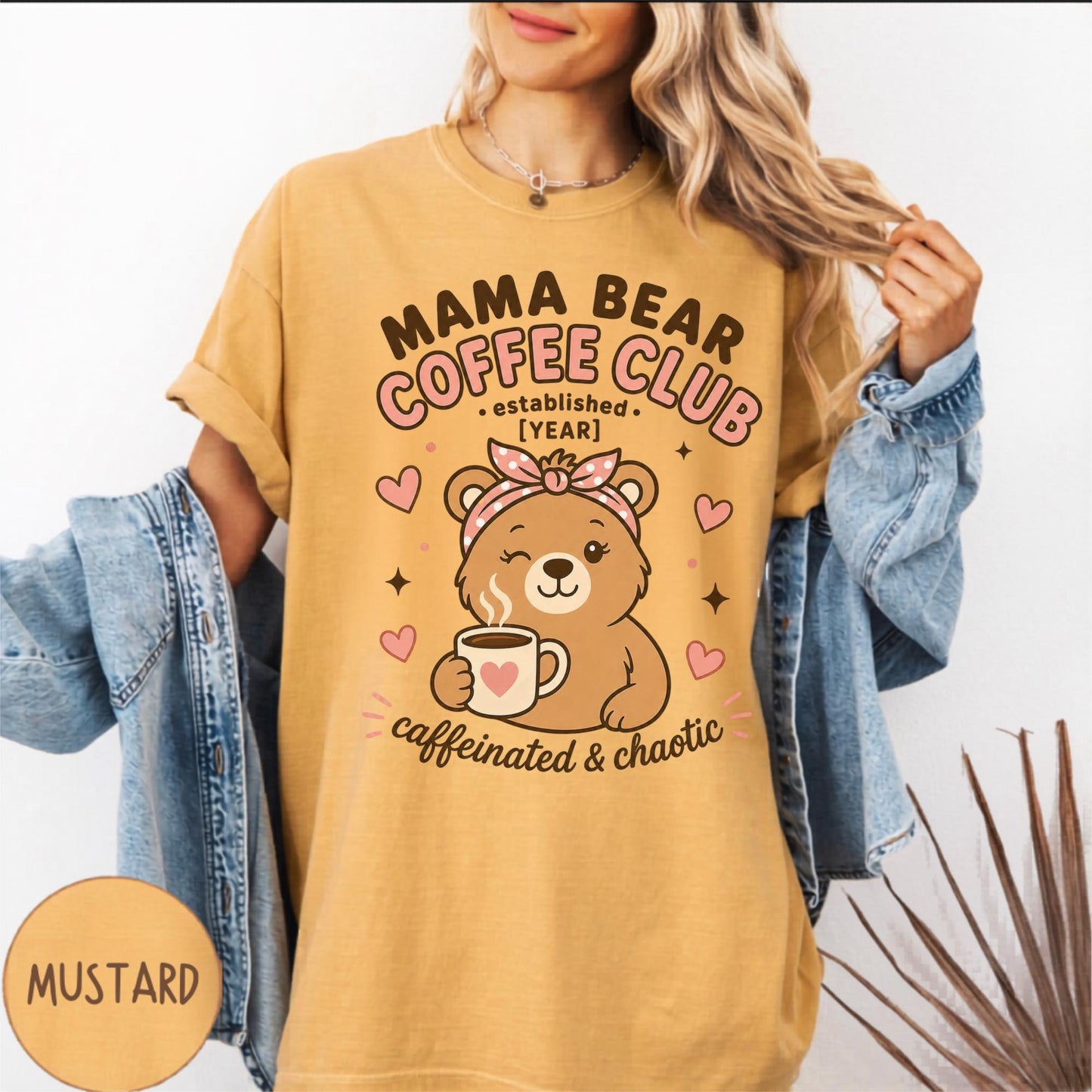 Mama Bear Coffee Club Shirt, Personalized Mom Gift, Cute Bear Design, Caffeinated Chaos Tee, Fun Custom Year T Shirt, Gift for Her