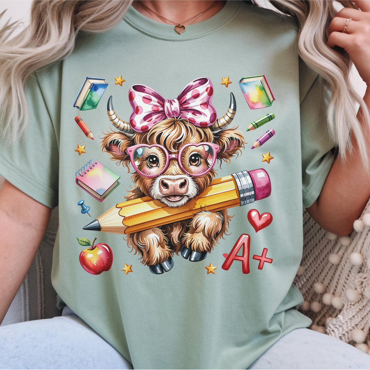 Cute Cow Sweatshirt, Back to School Hoodie, Kids Gift, Funny Highland Cow Design, Gildan Crewneck, Unisex Pullover, Cozy Fall Apparel