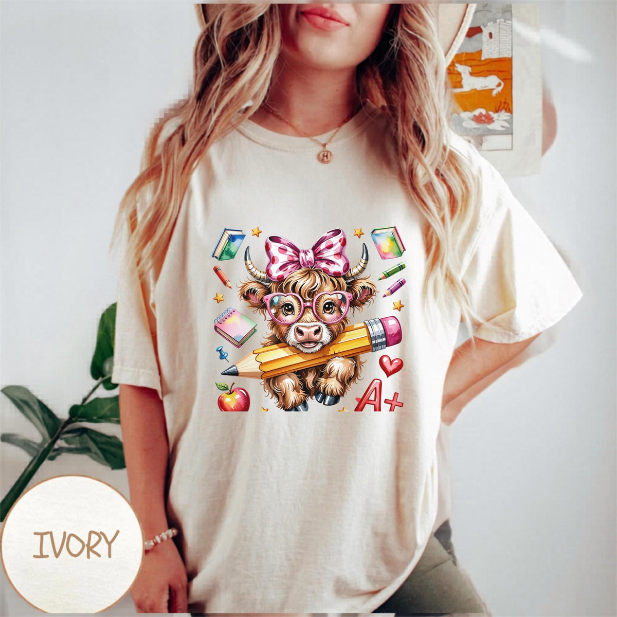 Cute Cow Sweatshirt, Back to School Hoodie, Kids Gift, Funny Highland Cow Design, Gildan Crewneck, Unisex Pullover, Cozy Fall Apparel