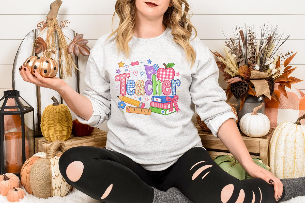 Teacher Shirt, Sweatshirt Gift, Colorful Teacher Apparel, Fun Teacher Gift Idea, Back to School Gift for Teachers, Custom Teacher Sweater